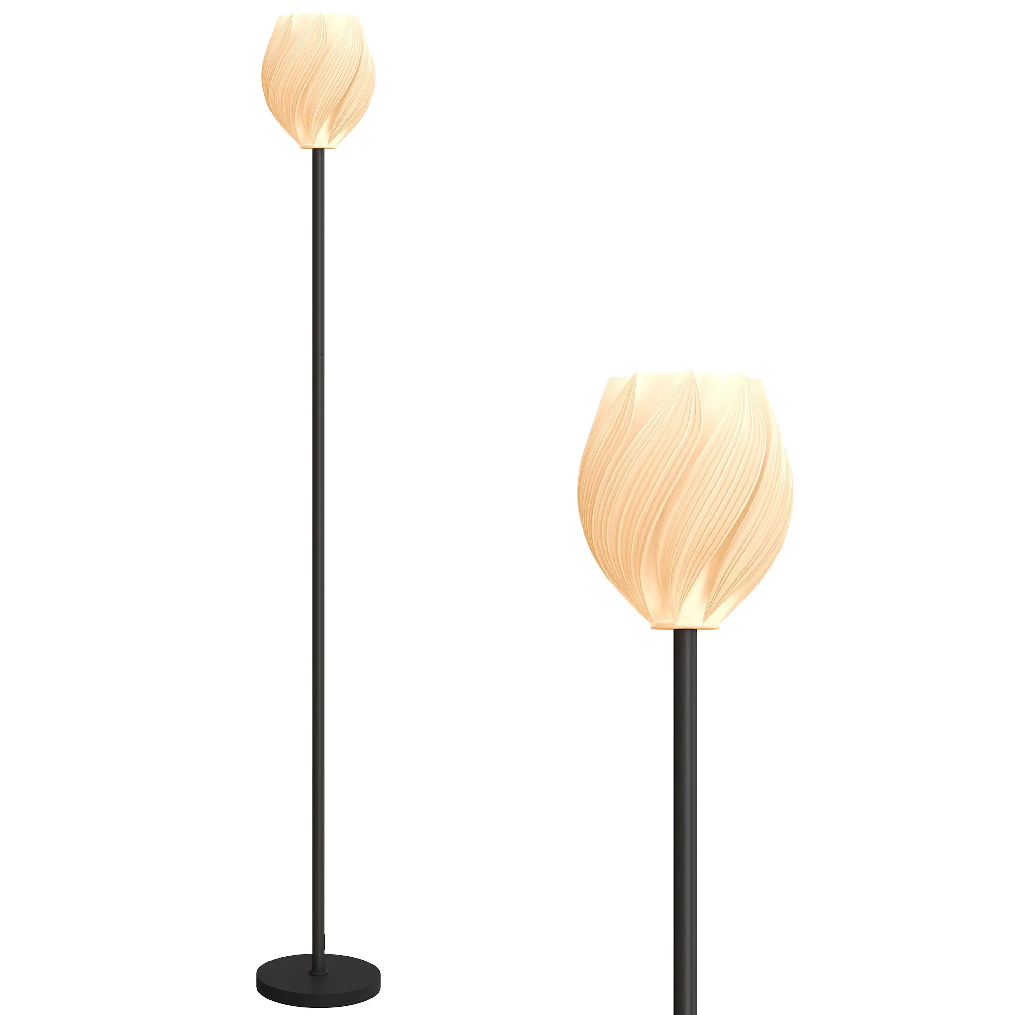 HOMCOM 3D Printed Standing Lamp With Shade, E27 Holder Without Bulb, White