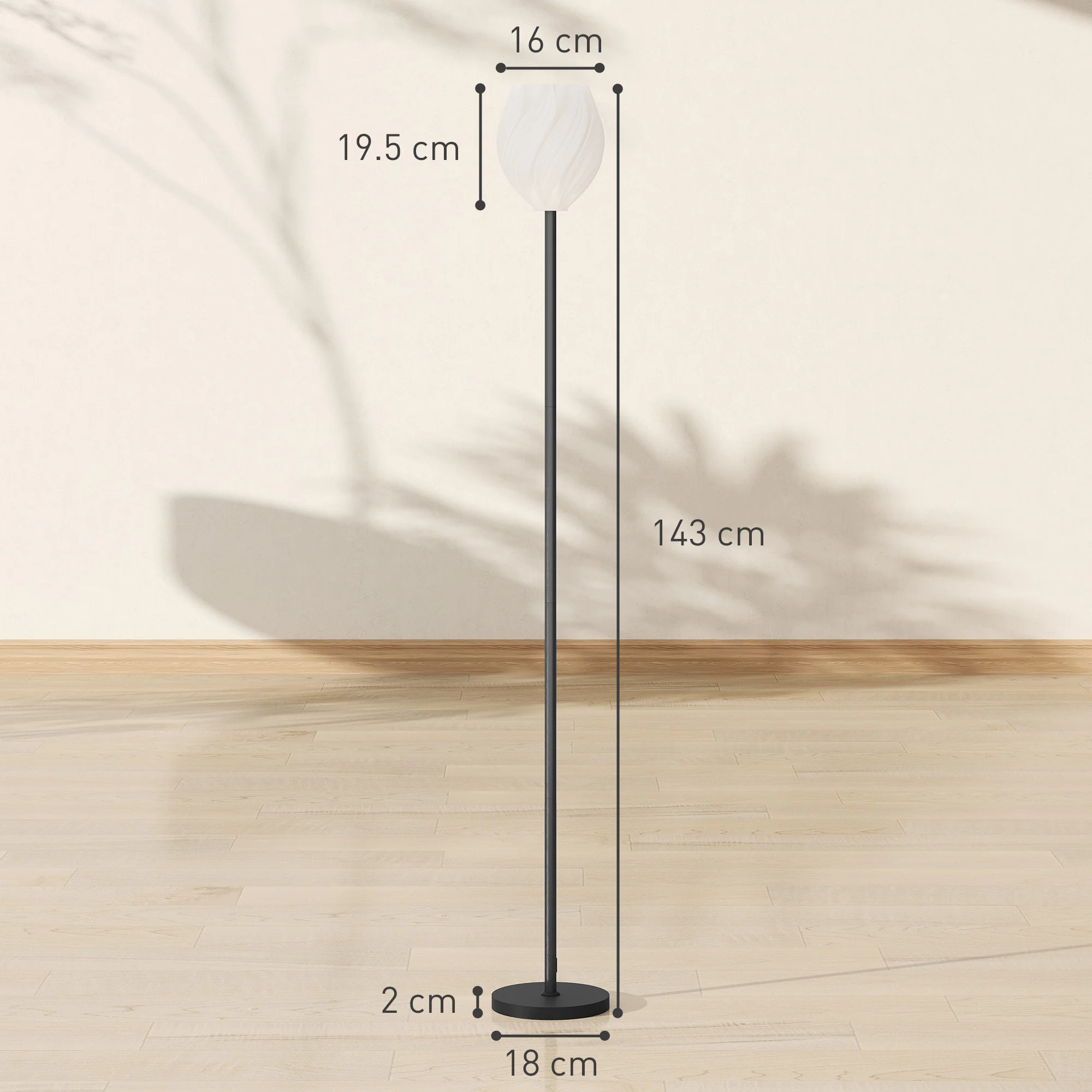 HOMCOM 3D Printed Standing Lamp With Shade, E27 Holder Without Bulb, White - Image 5