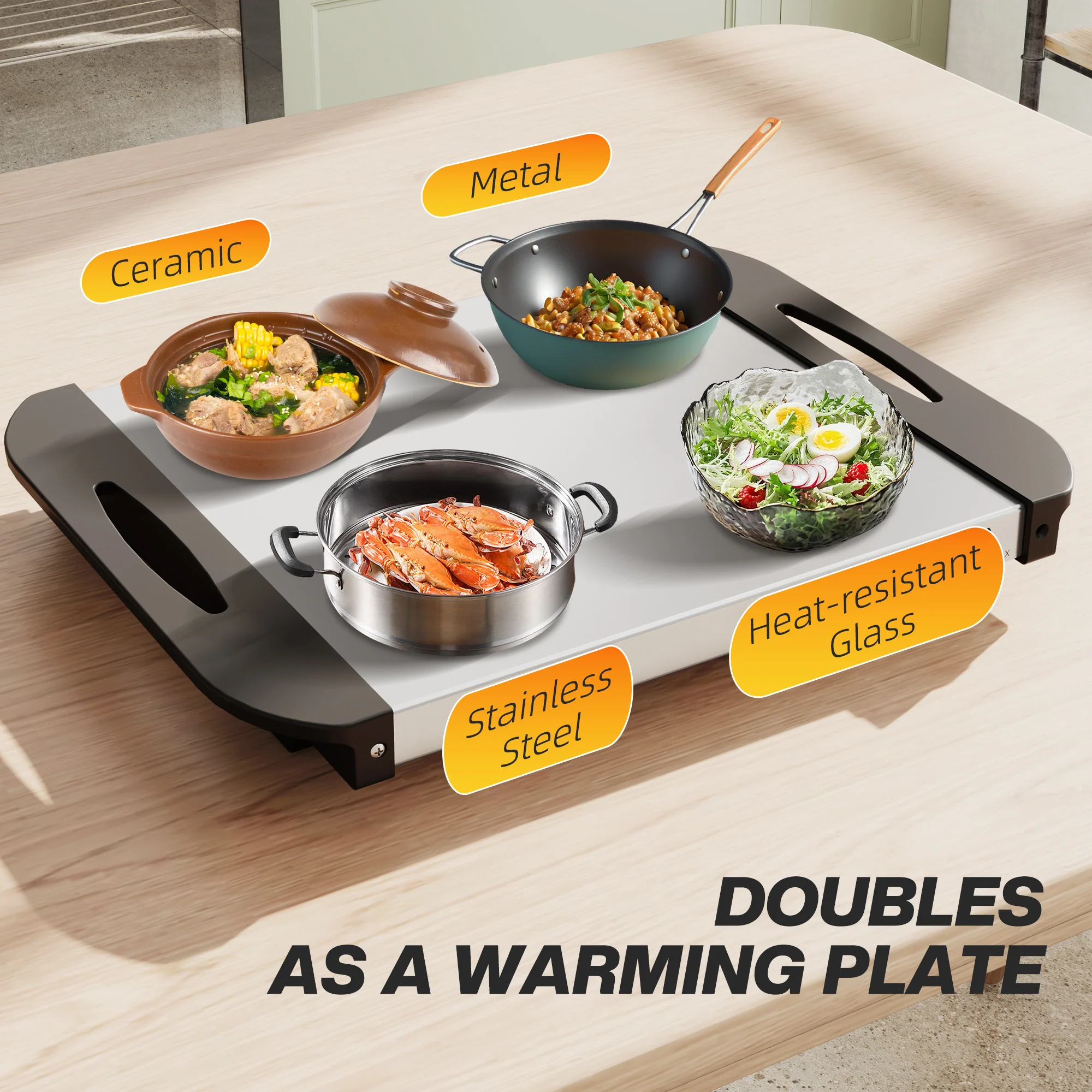 HOMCOM 4.5L Electric Food Warmer Buffet Server with Lids Cool Touch Handles - Image 6