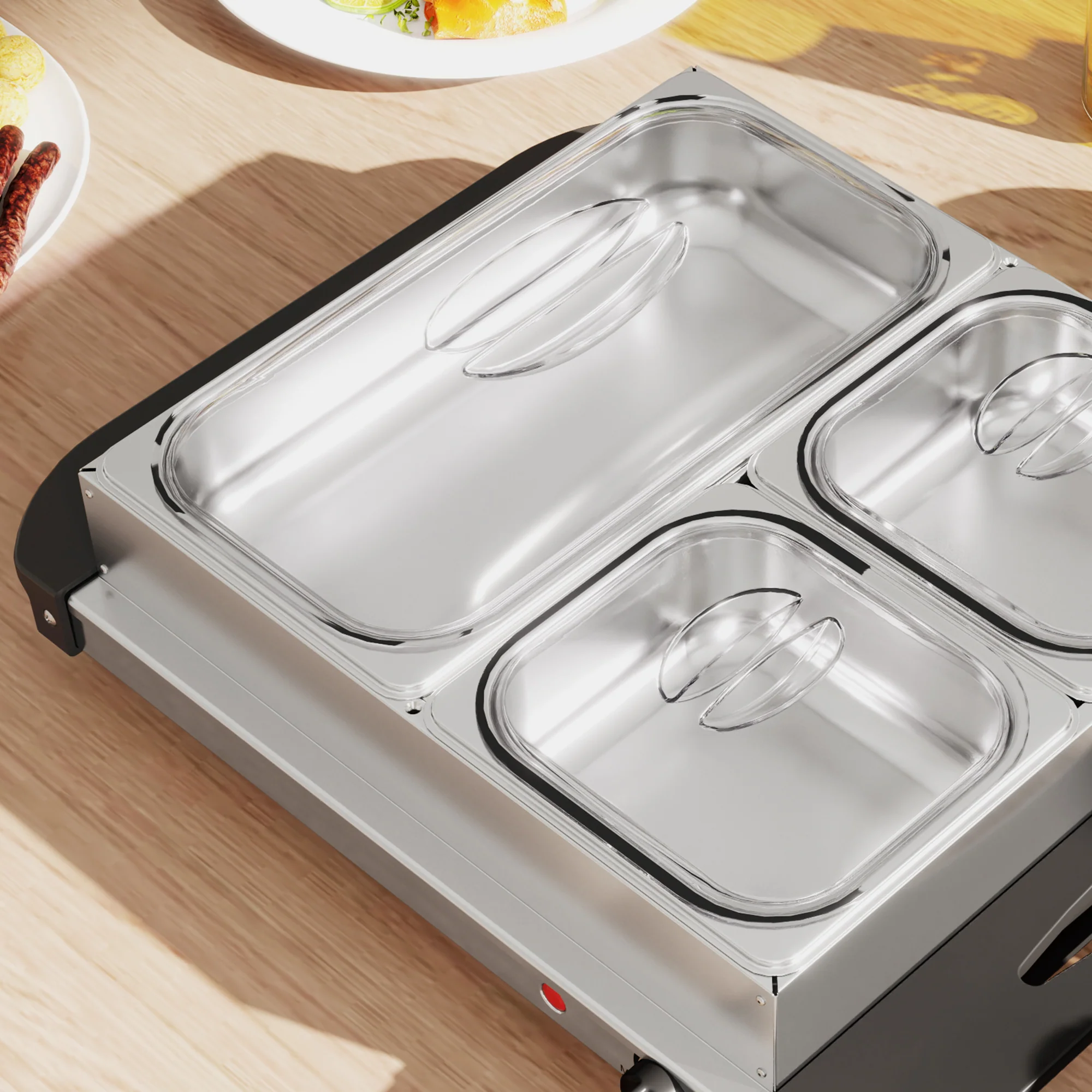 HOMCOM 4.5L Electric Food Warmer Buffet Server with Lids Cool Touch Handles - Image 8