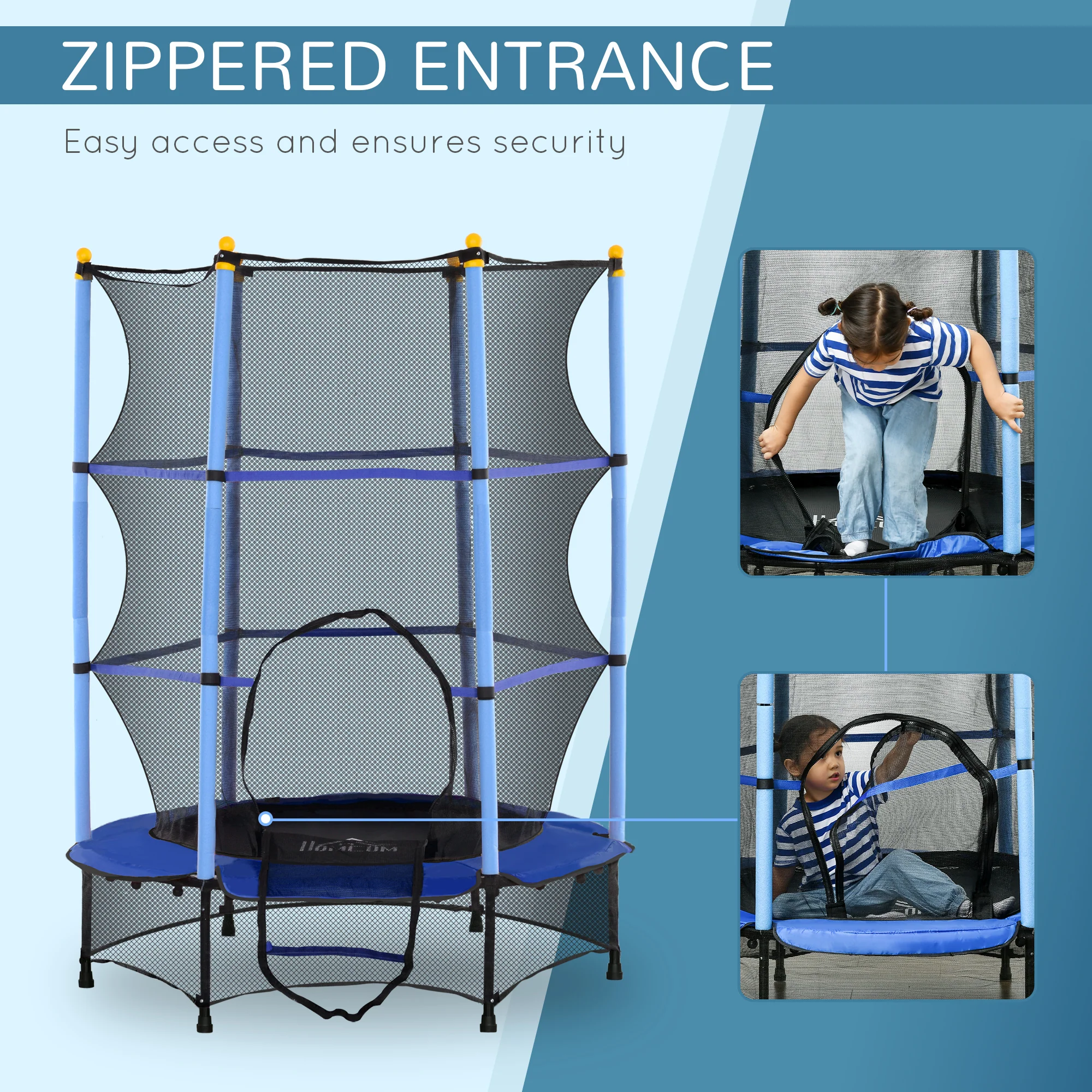 HOMCOM 4.6FT/75 Inch Kids Trampoline With Safety Enclosure, Indoor Outdoor - Image 19