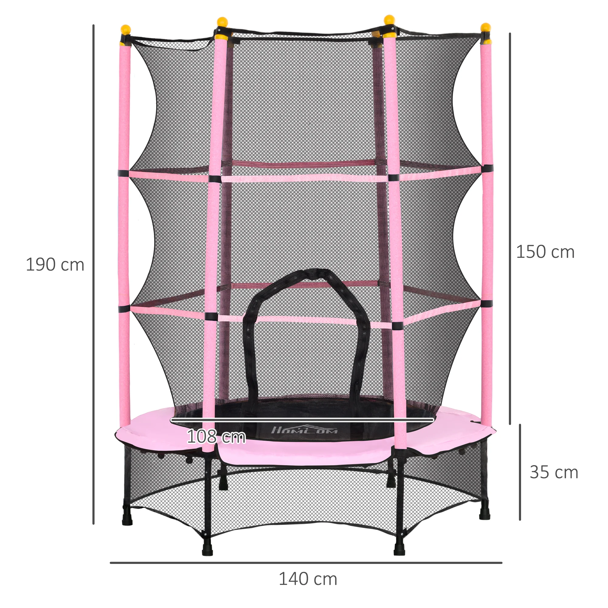 HOMCOM 4.6FT/75 Inch Kids Trampoline With Safety Enclosure, Indoor Outdoor - Image 5