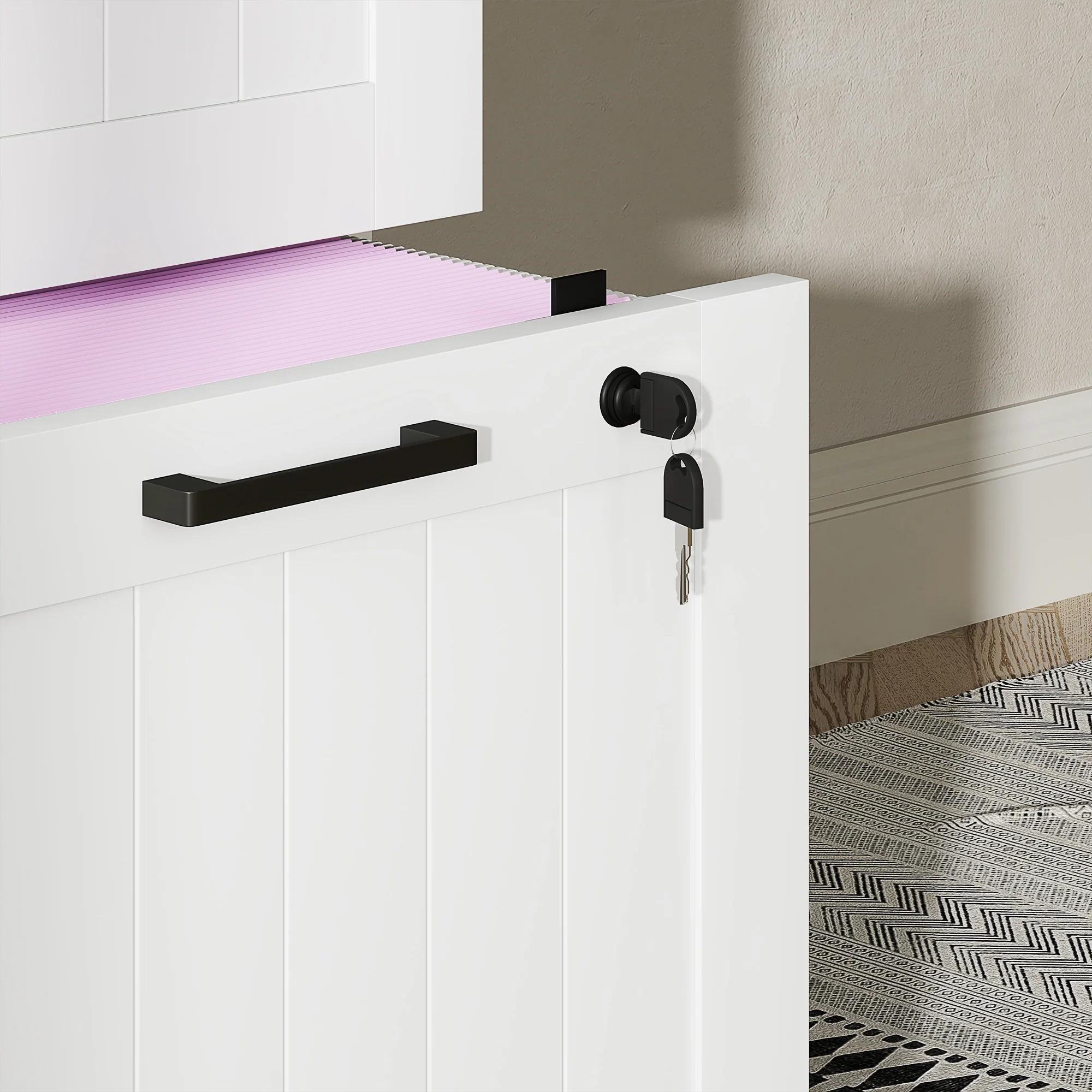 HOMCOM 4 Drawer File Cabinet with Lock and Adjustable Hanging Bars, White - Image 8