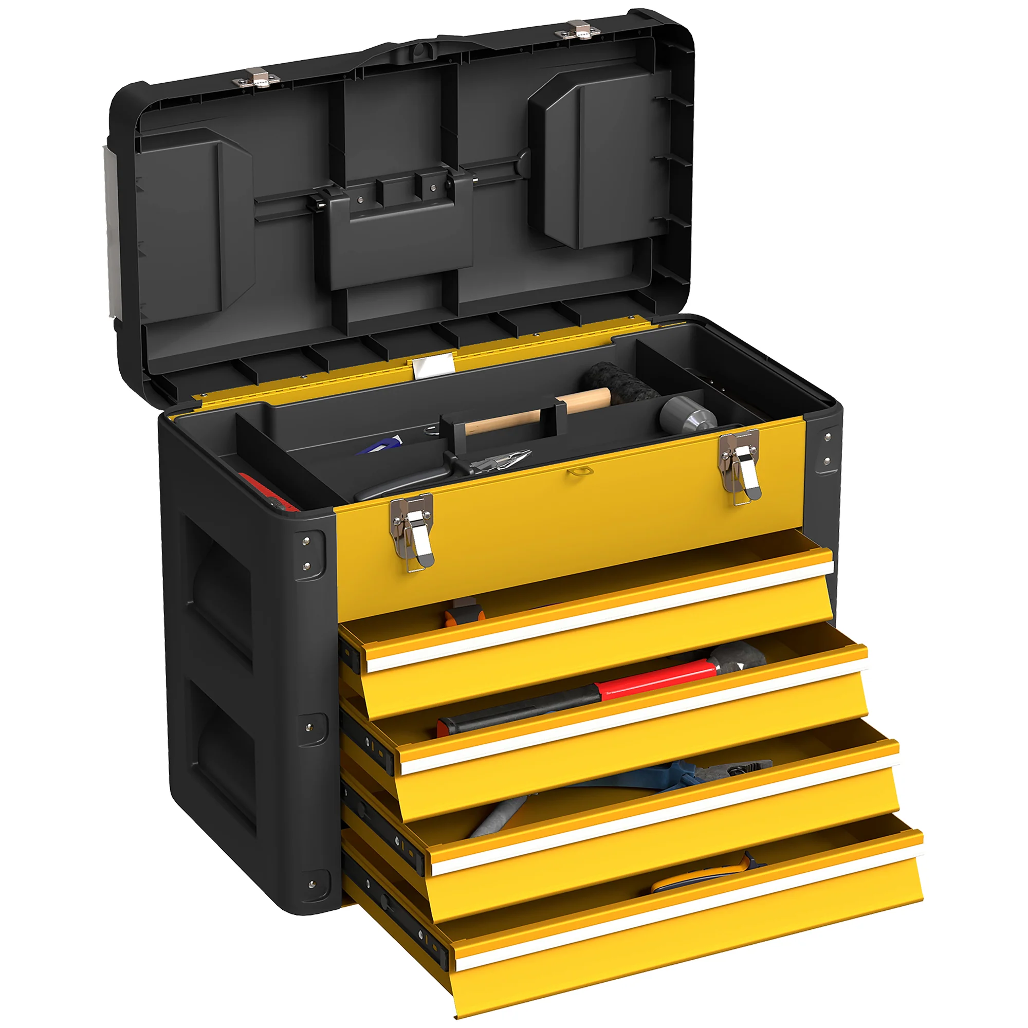 HOMCOM 4 Drawers Large Tool Box, Steel Toolbox With Handle - Image 10