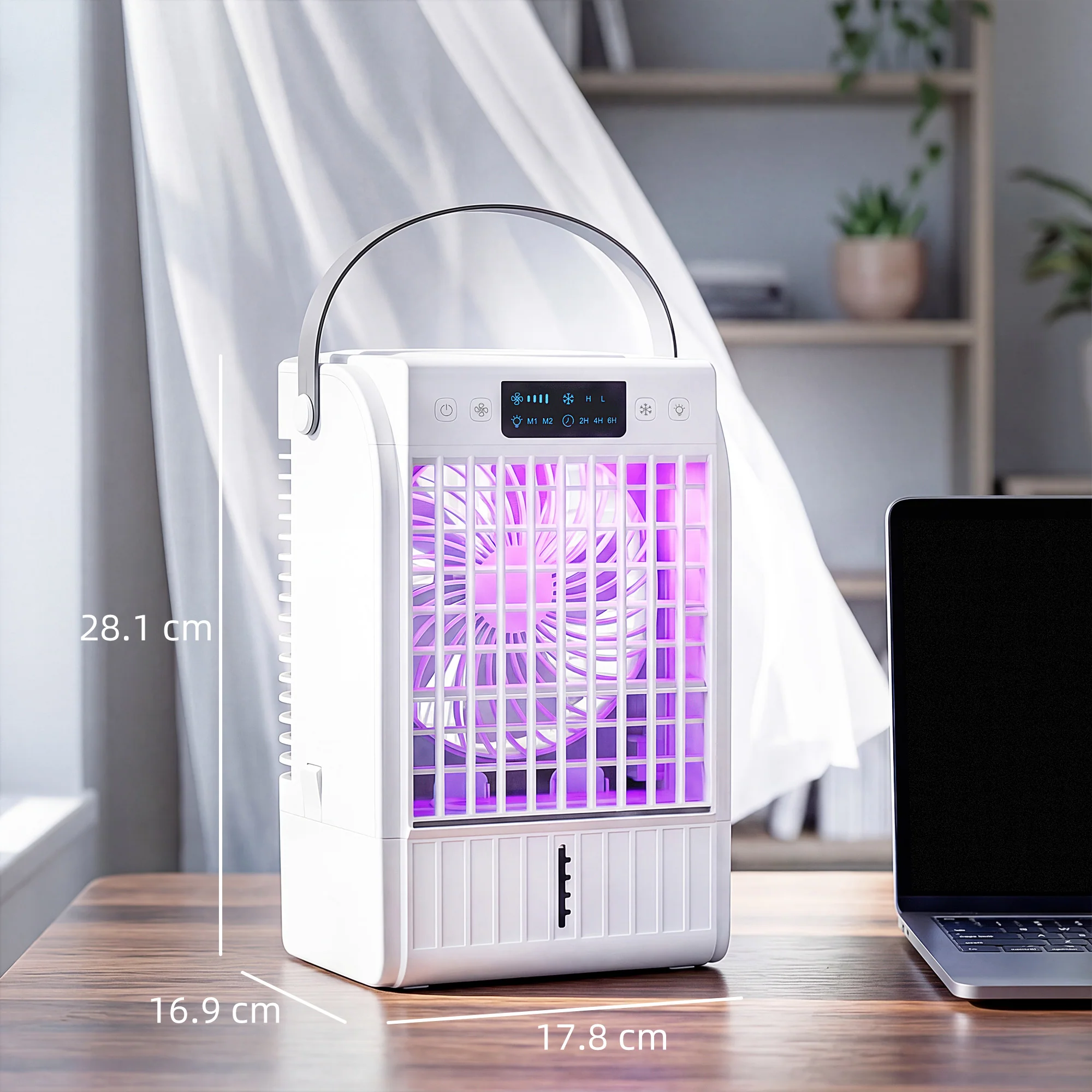 HOMCOM 4-in-1 Mini Air Cooler With RGB 7 LED Light, Cooling Fan, White - Image 5
