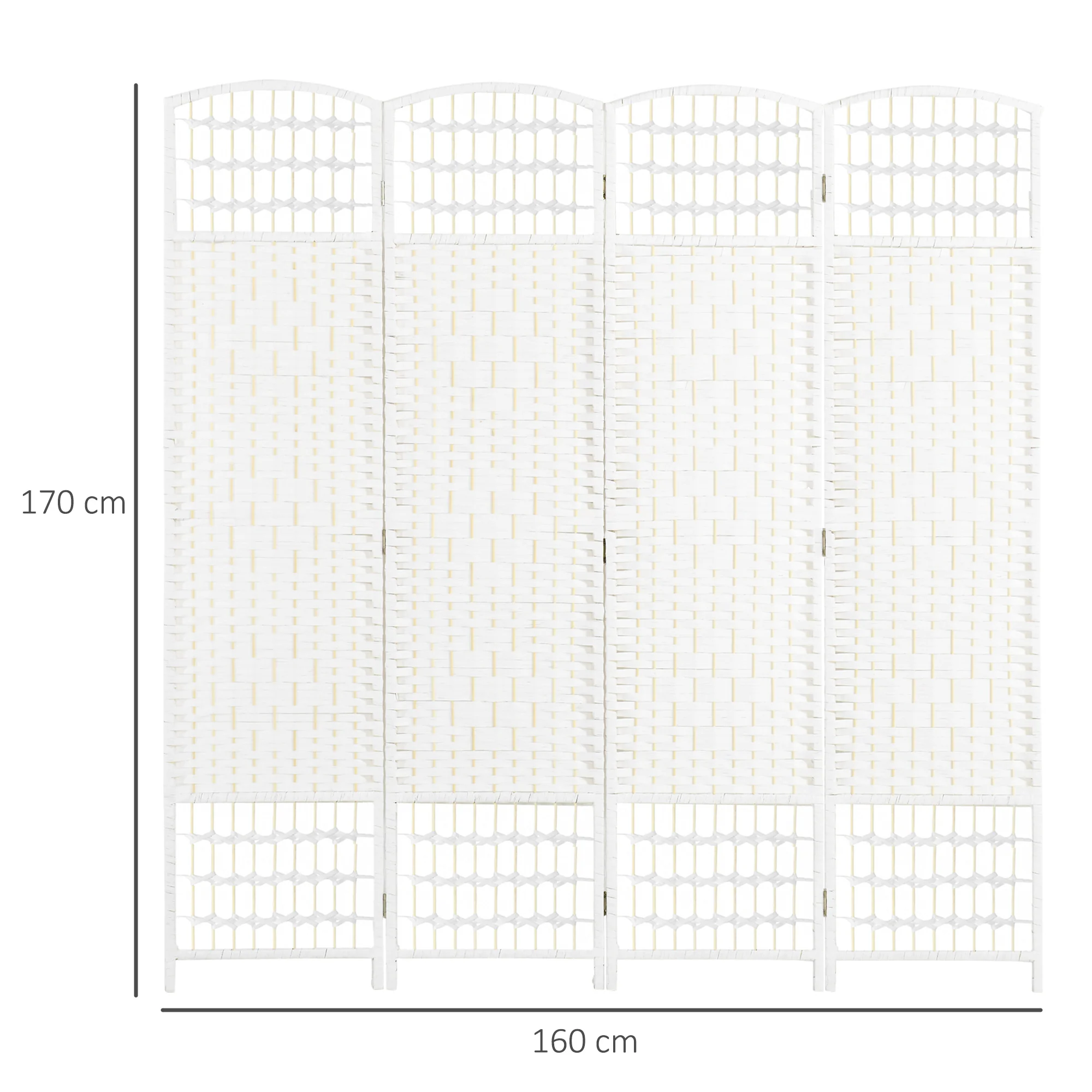 HOMCOM 4 Panel Folding Room Divider, 170cm Freestanding Privacy Screen, White - Image 5