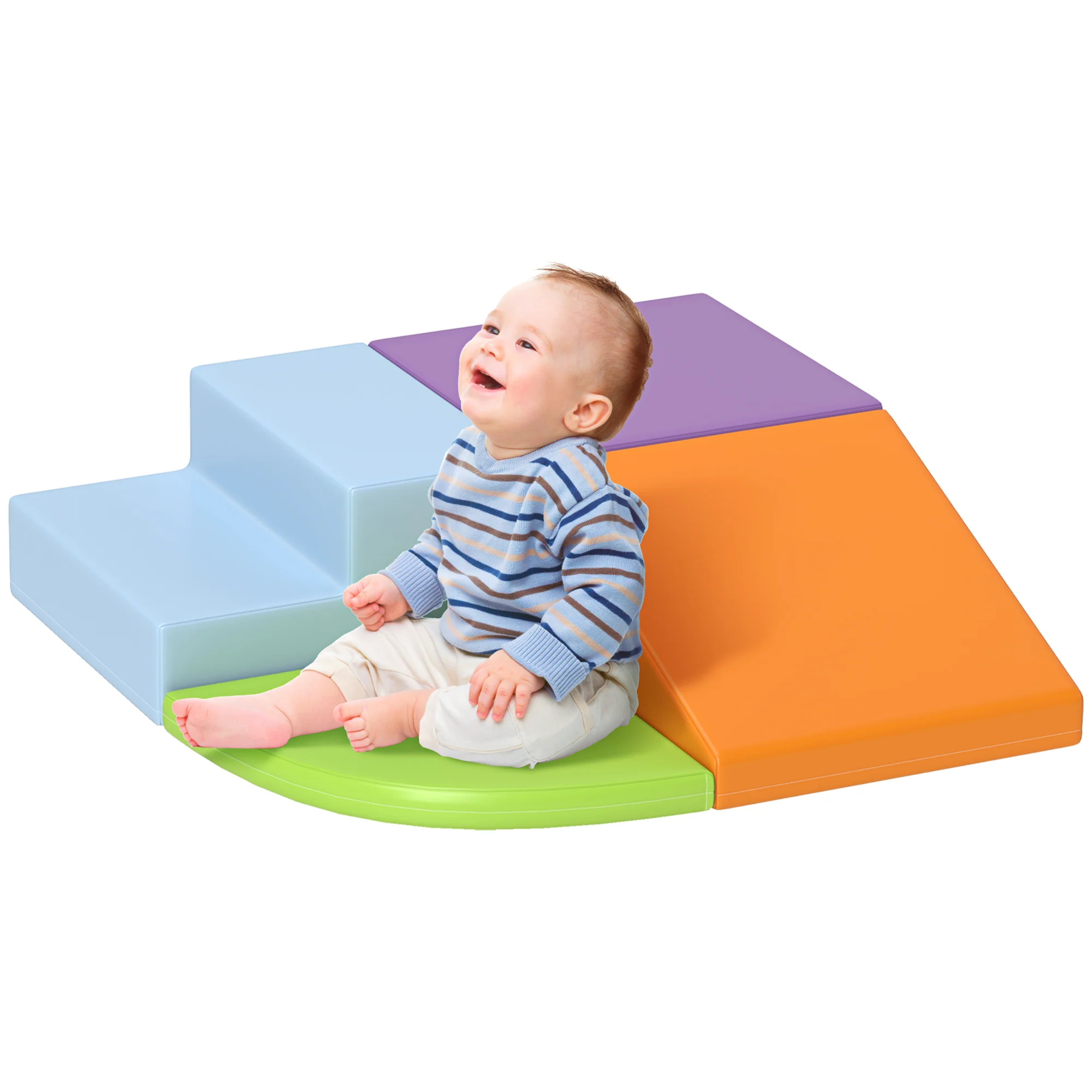 HOMCOM 4-piece Soft Play Set Climb And Crawl Foam Activity Toys Orange - Image 2