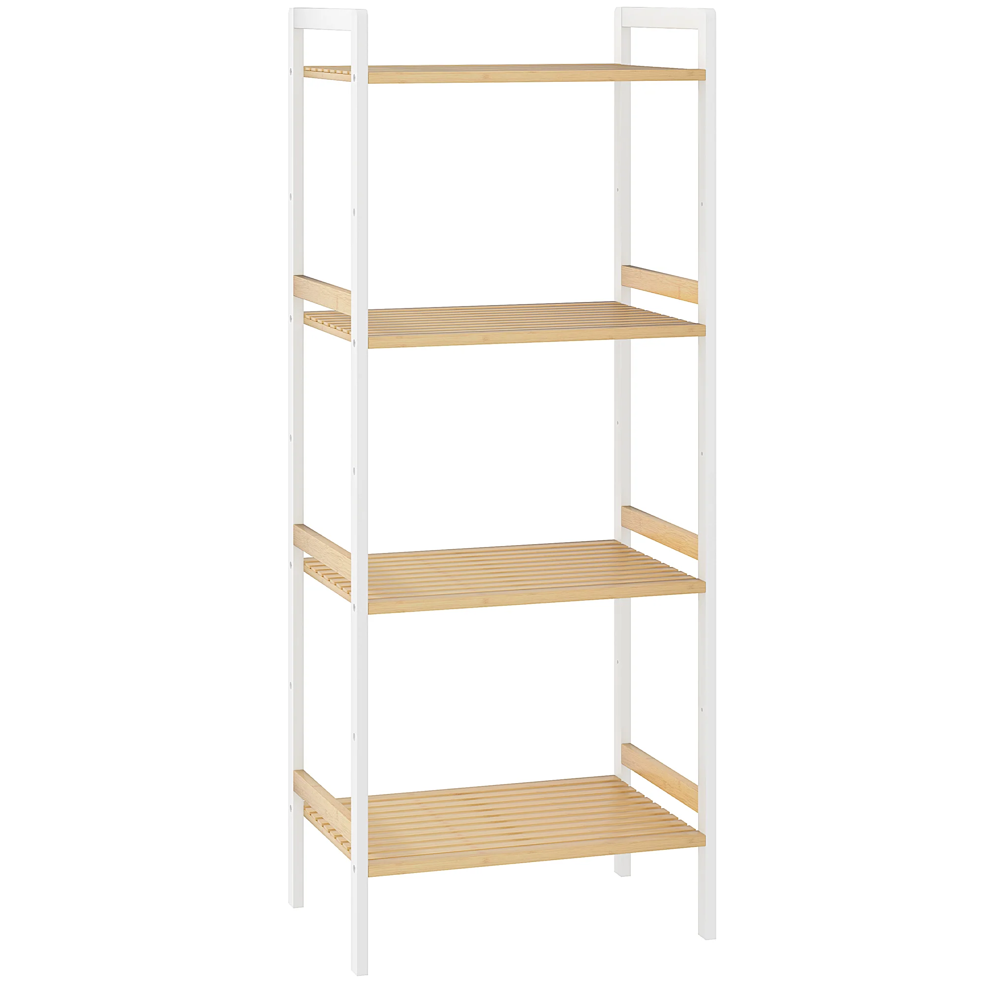 HOMCOM 4-Tier Bamboo Bathroom Storage Shelf with Adjustable Rack - Image 10
