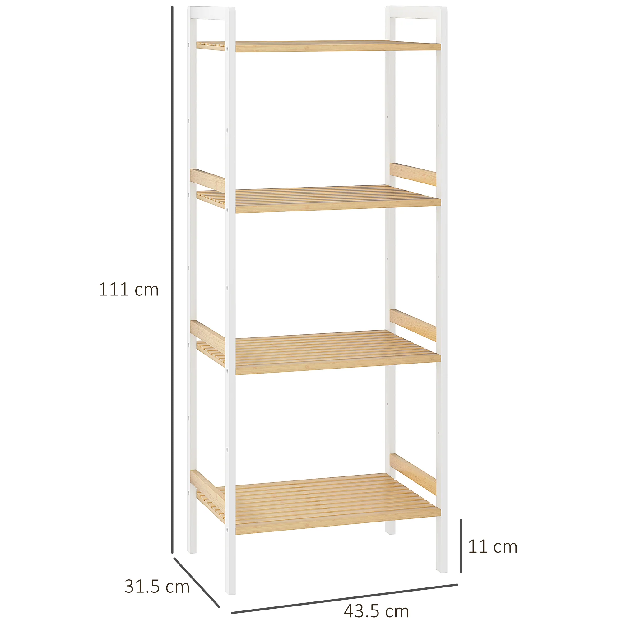 HOMCOM 4-Tier Bamboo Bathroom Storage Shelf with Adjustable Rack - Image 14