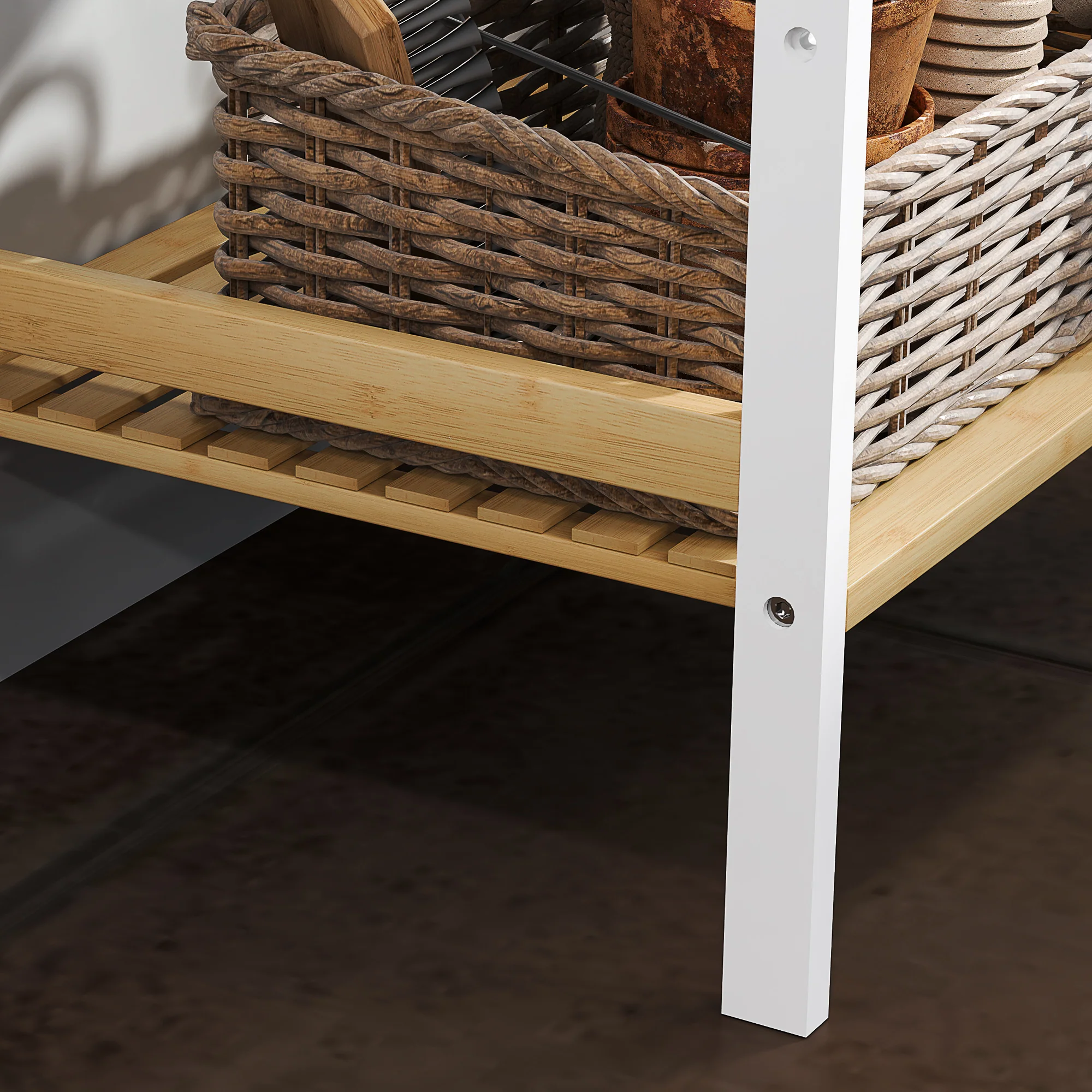 HOMCOM 4-Tier Bamboo Bathroom Storage Shelf with Adjustable Rack - Image 18