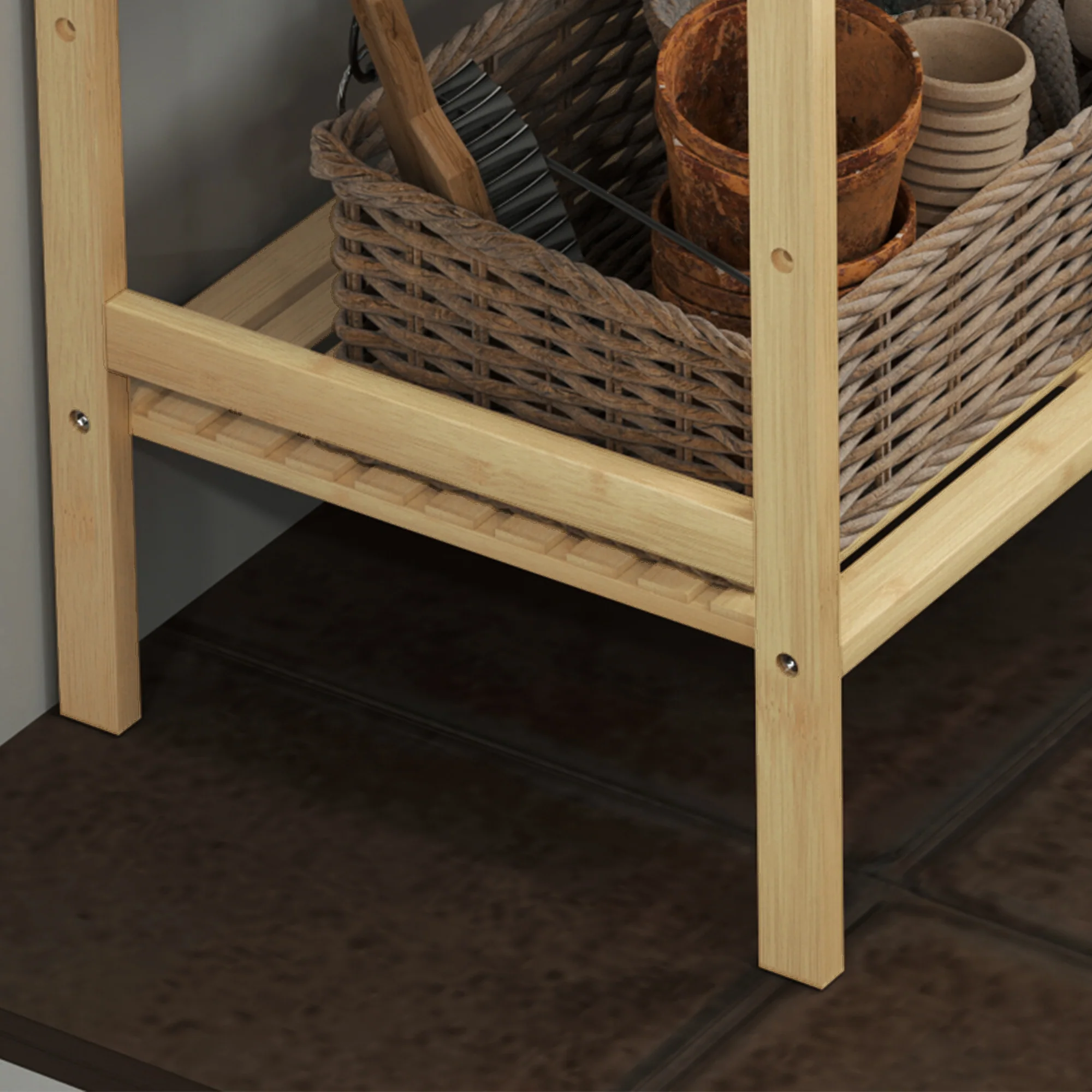HOMCOM 4-Tier Bamboo Bathroom Storage Shelf with Adjustable Rack - Image 9
