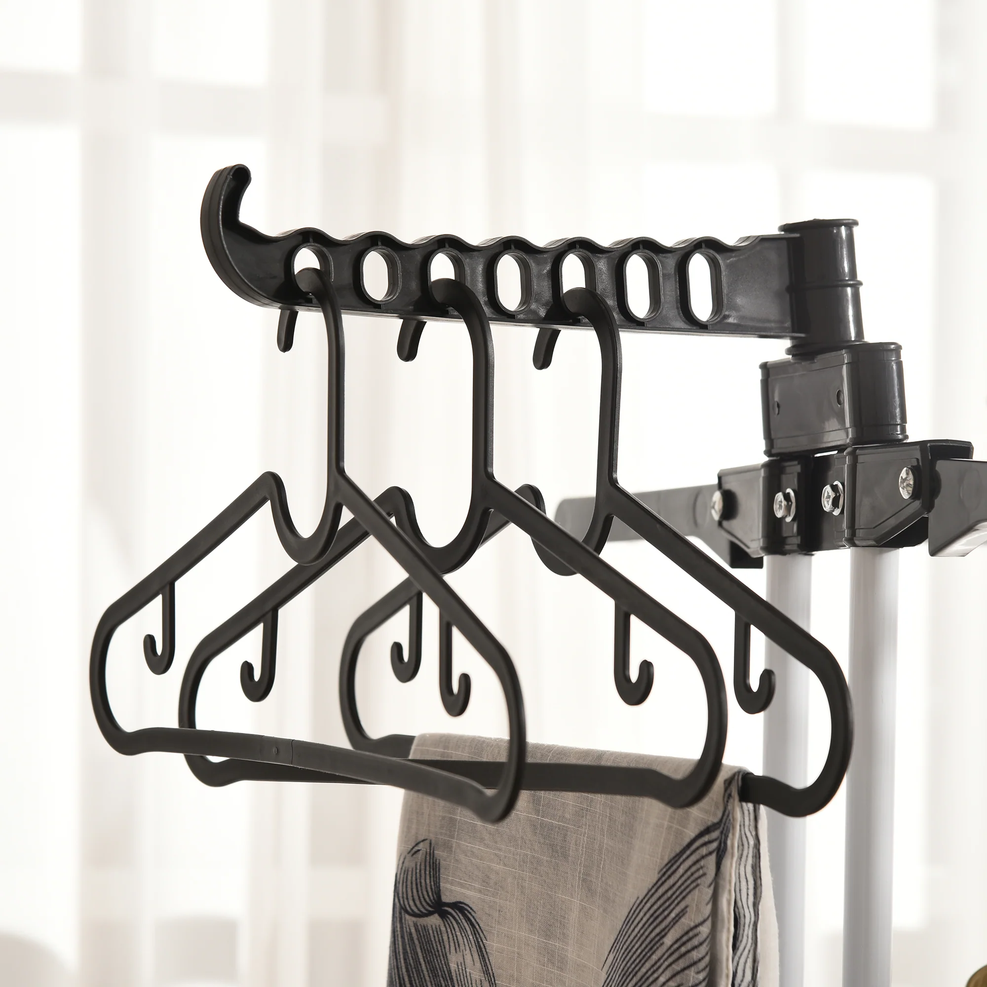 HOMCOM Foldable Clothes Drying Rack Steel Garment Dryer with Casters Black - Image 8