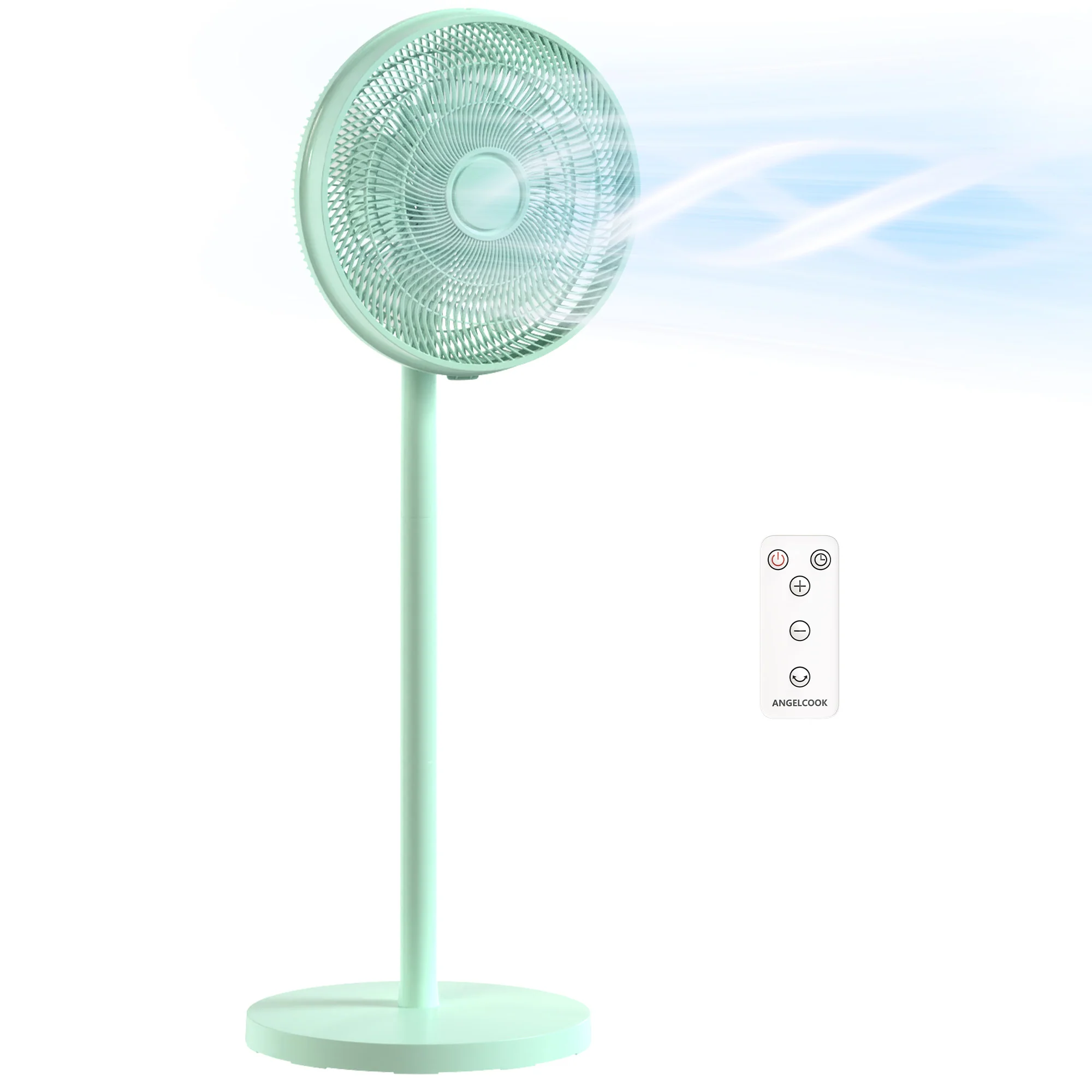 HOMCOM 40 Cm Standing Pedestal Fan, Quiet Electric Cooling Floor Fan, Green