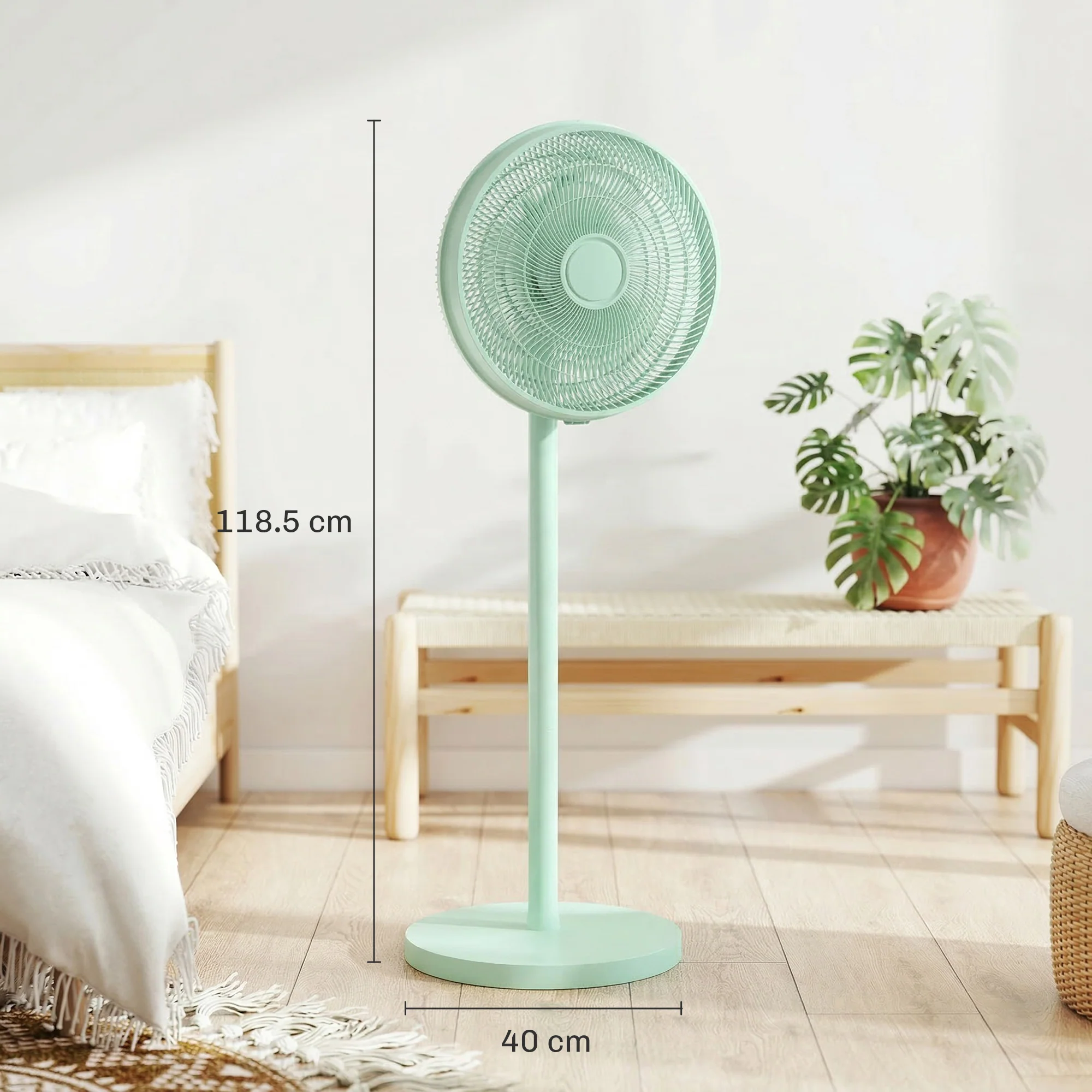 HOMCOM 40 Cm Standing Pedestal Fan, Quiet Electric Cooling Floor Fan, Green - Image 5