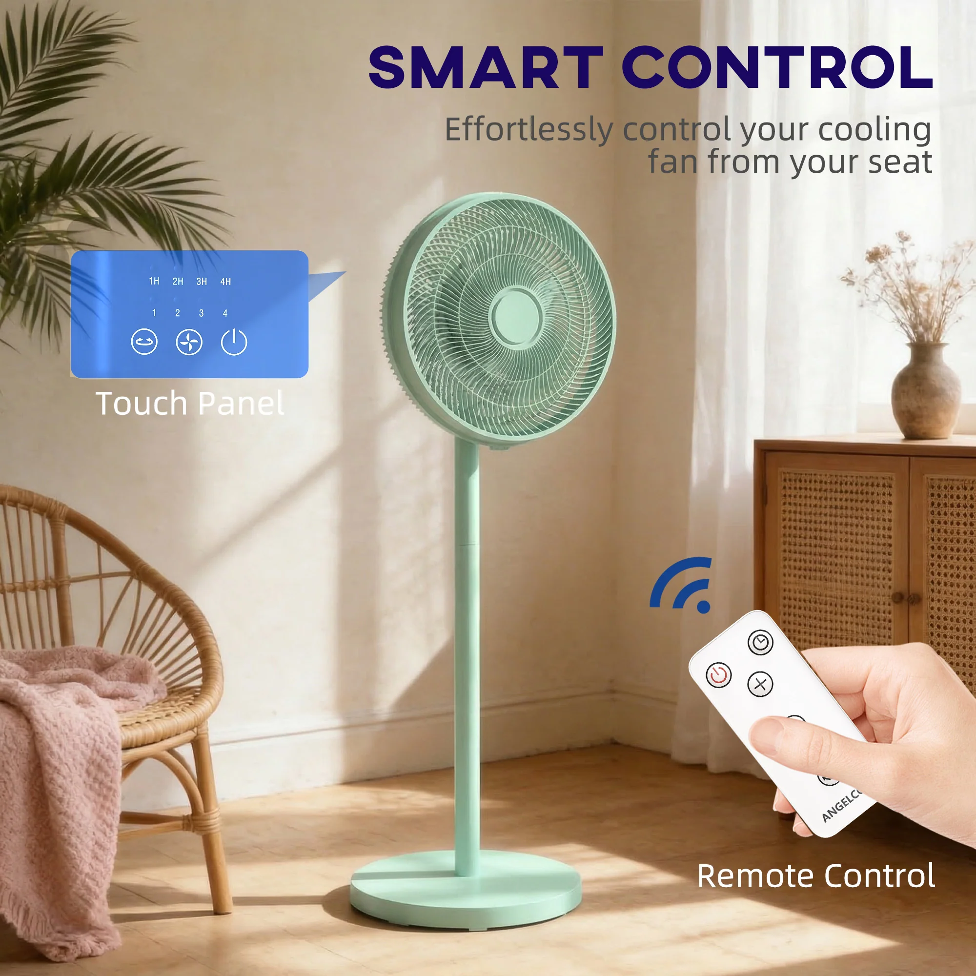 HOMCOM 40 Cm Standing Pedestal Fan, Quiet Electric Cooling Floor Fan, Green - Image 7
