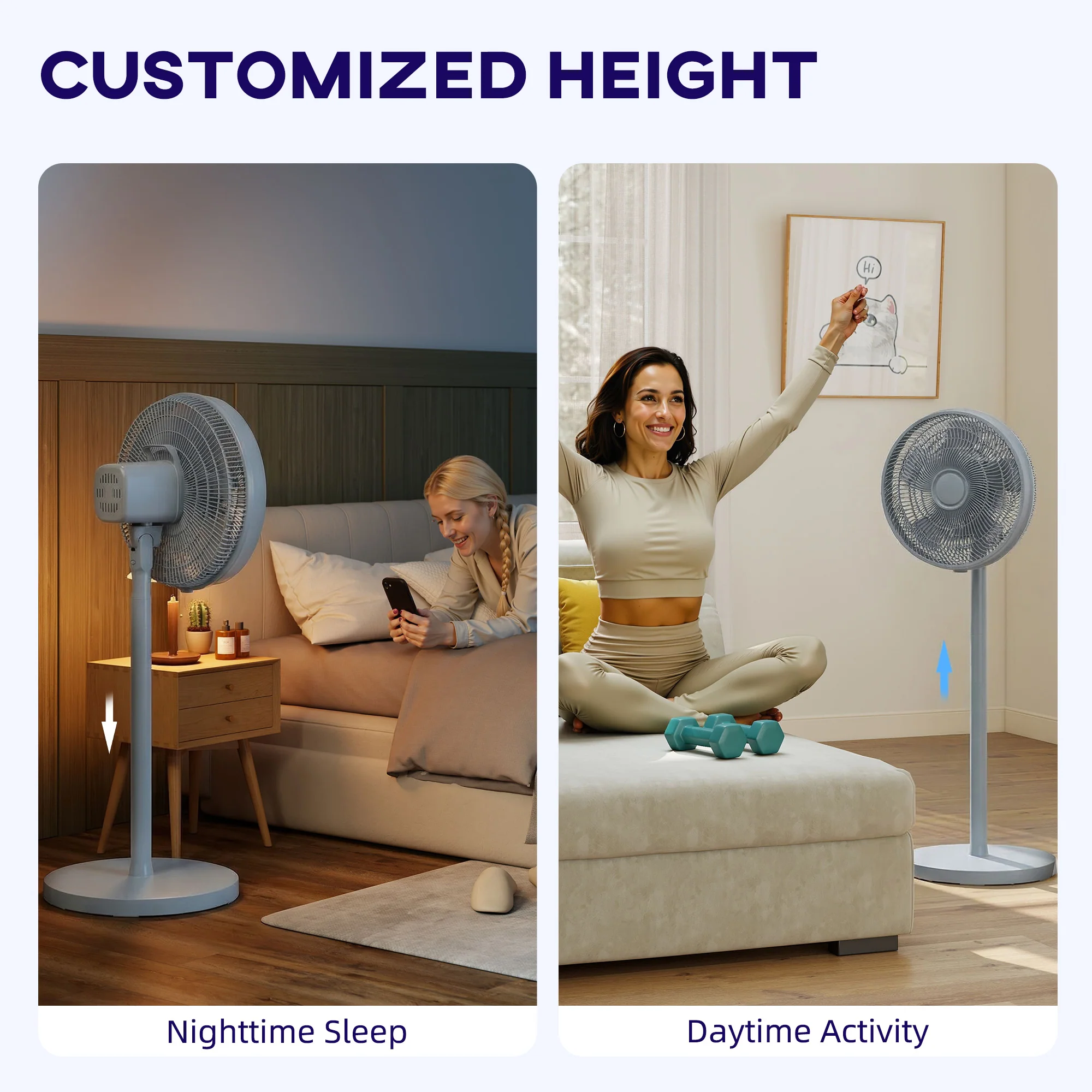 HOMCOM 40 Cm Standing Pedestal Fan, Quiet Electric Cooling Floor Fan, Grey - Image 6