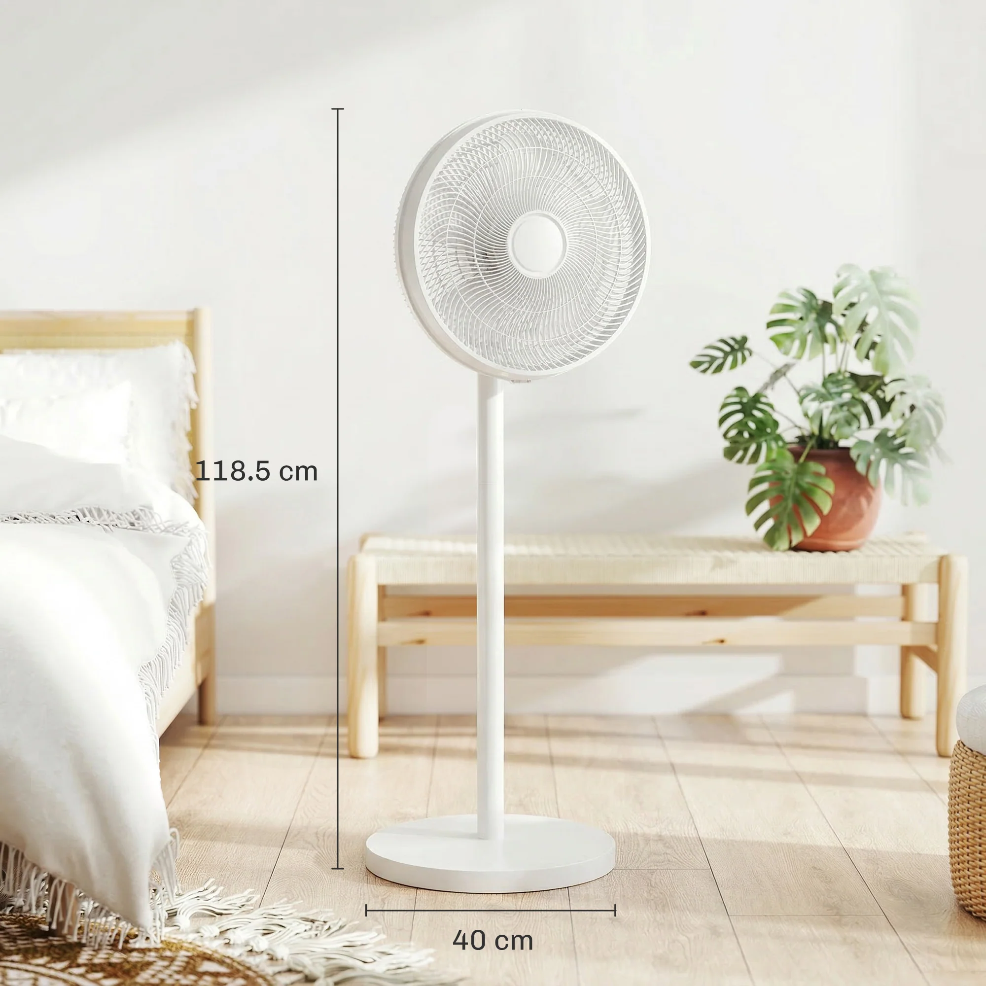 HOMCOM 40 Cm Standing Pedestal Fan, Quiet Electric Cooling Floor Fan, White - Image 5