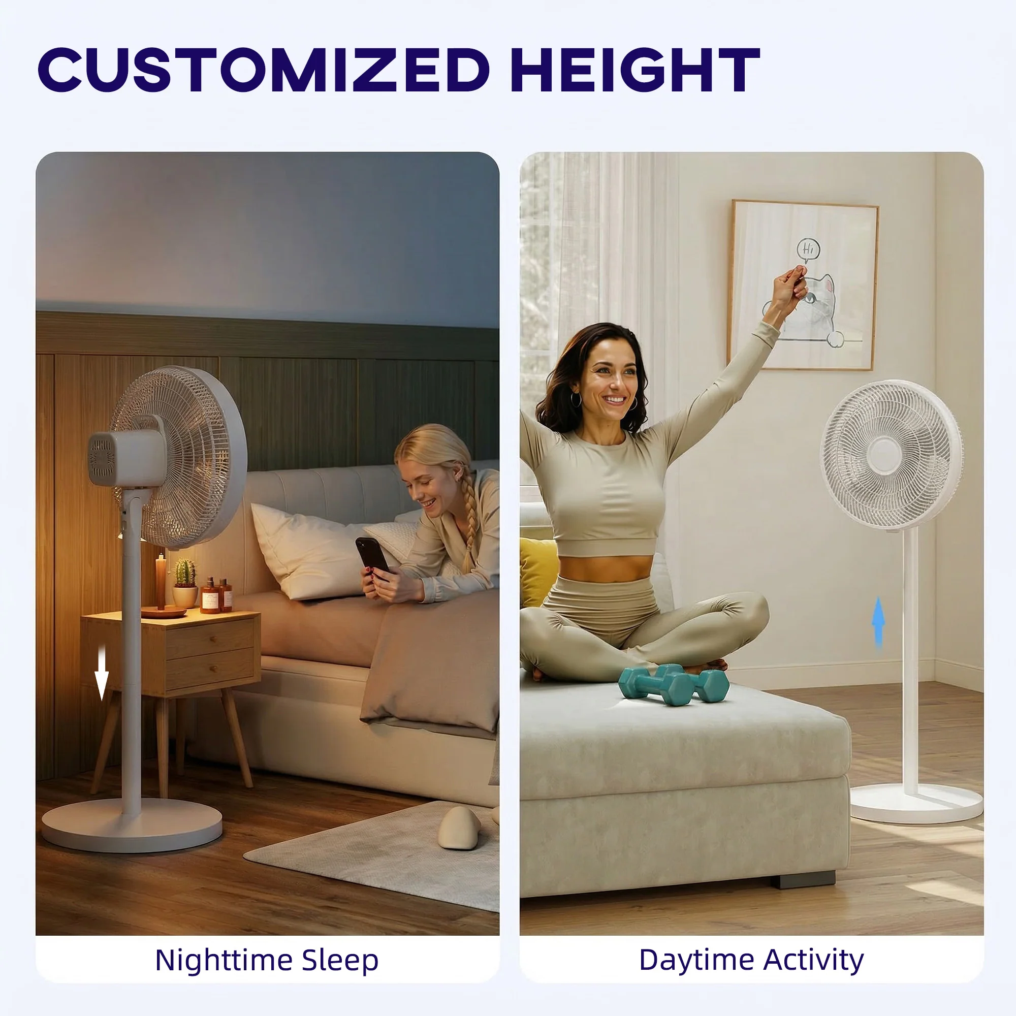 HOMCOM 40 Cm Standing Pedestal Fan, Quiet Electric Cooling Floor Fan, White - Image 6