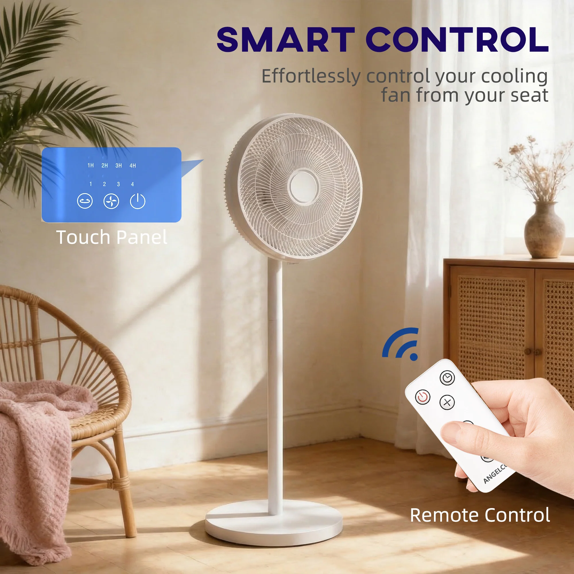 HOMCOM 40 Cm Standing Pedestal Fan, Quiet Electric Cooling Floor Fan, White - Image 7