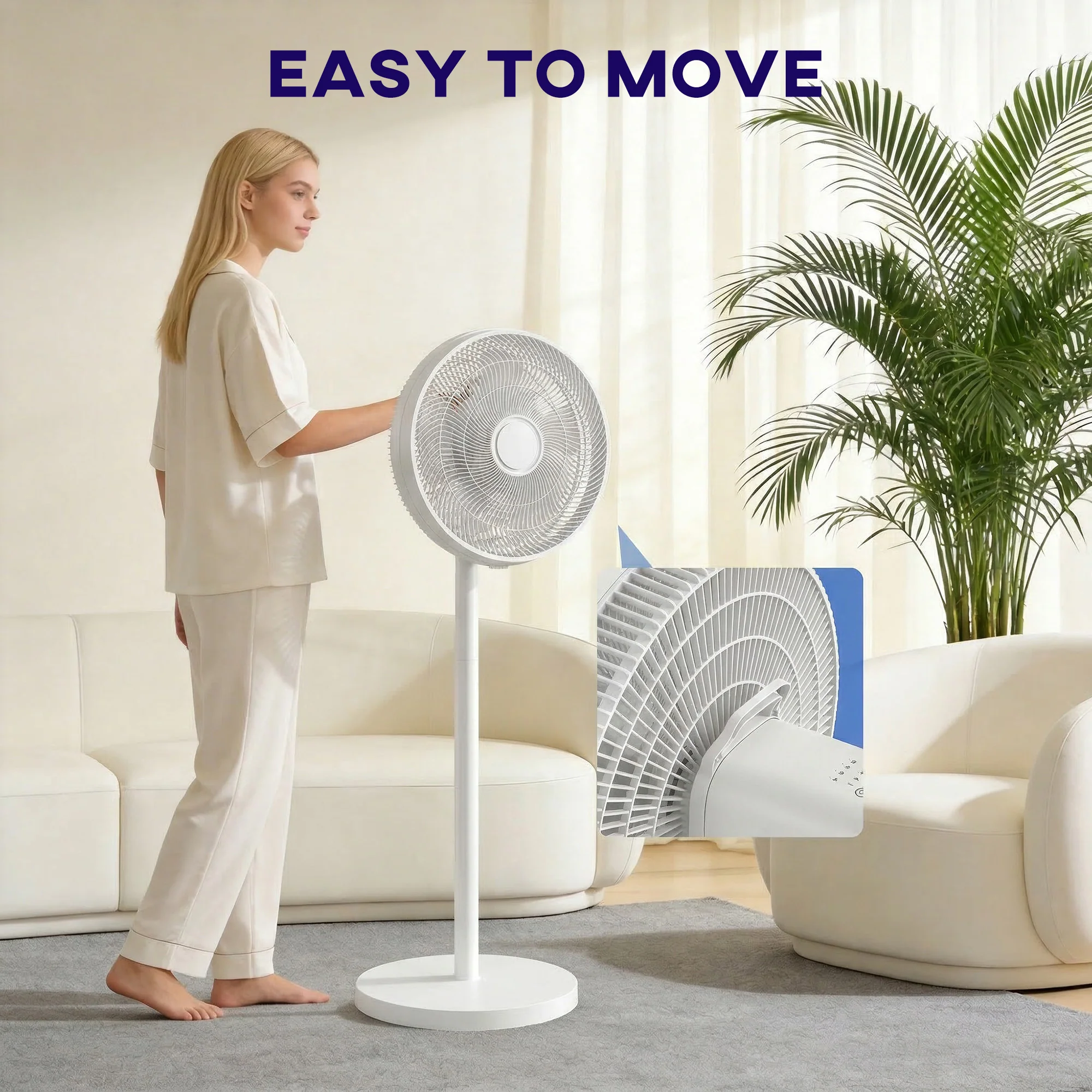 HOMCOM 40 Cm Standing Pedestal Fan, Quiet Electric Cooling Floor Fan, White - Image 9