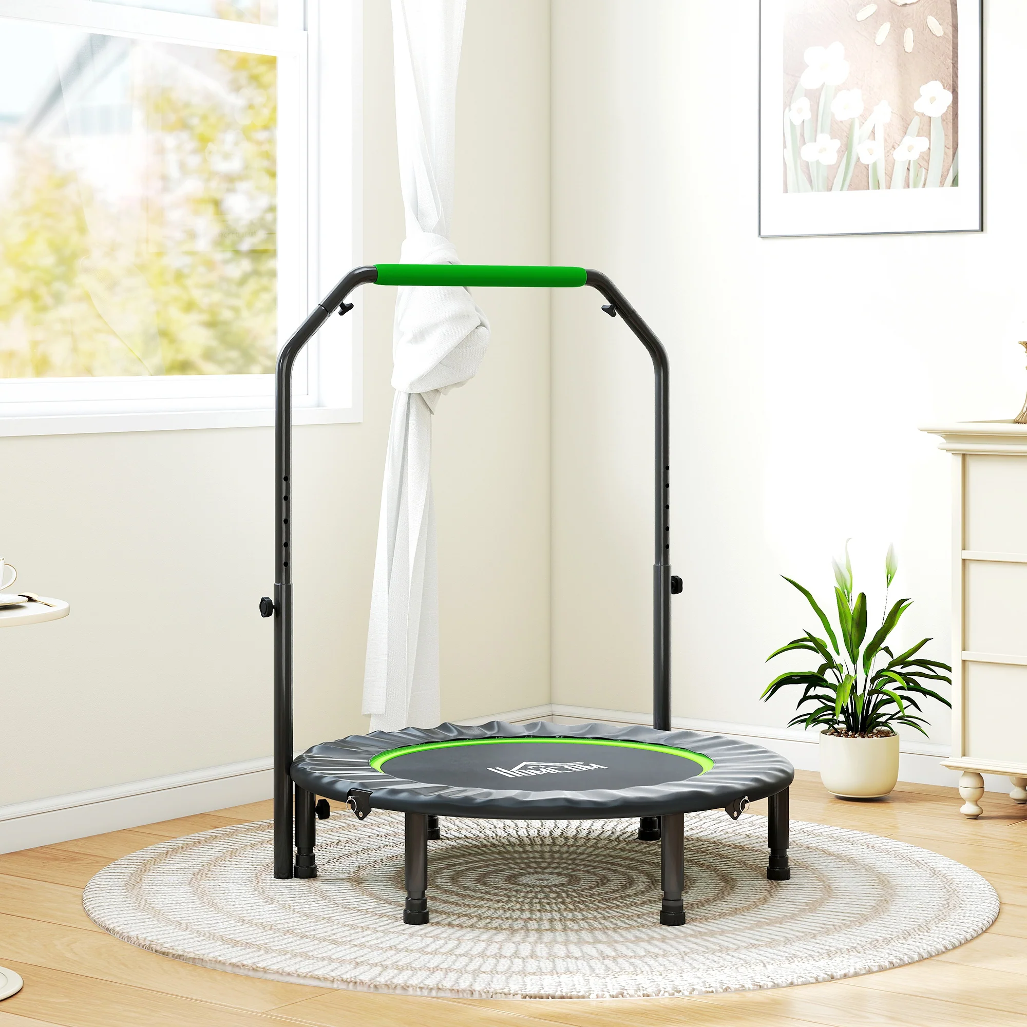 HOMCOM 40" Foldable Mini Fitness Trampoline With Foam Handle - Image 8