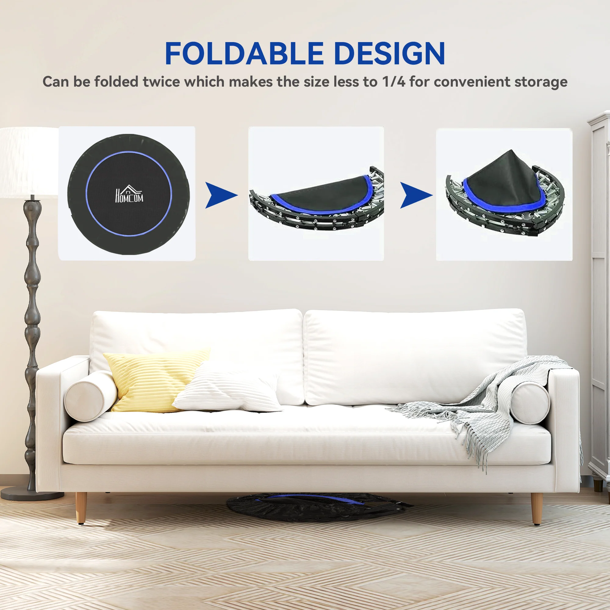 HOMCOM 40 Inch Foldable Mini Fitness Trampoline With Foam Handle - Image 13