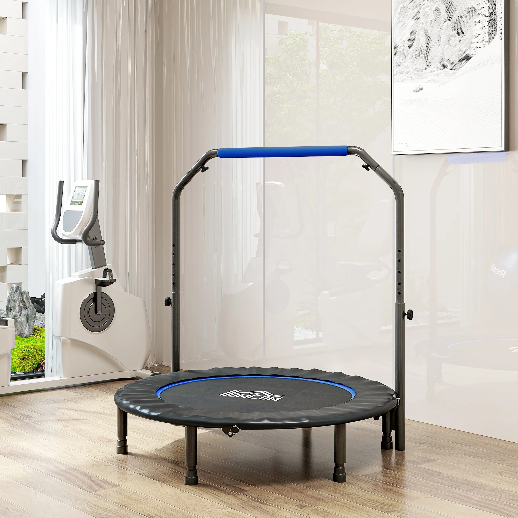 HOMCOM 40 Inch Foldable Mini Fitness Trampoline With Foam Handle - Image 17