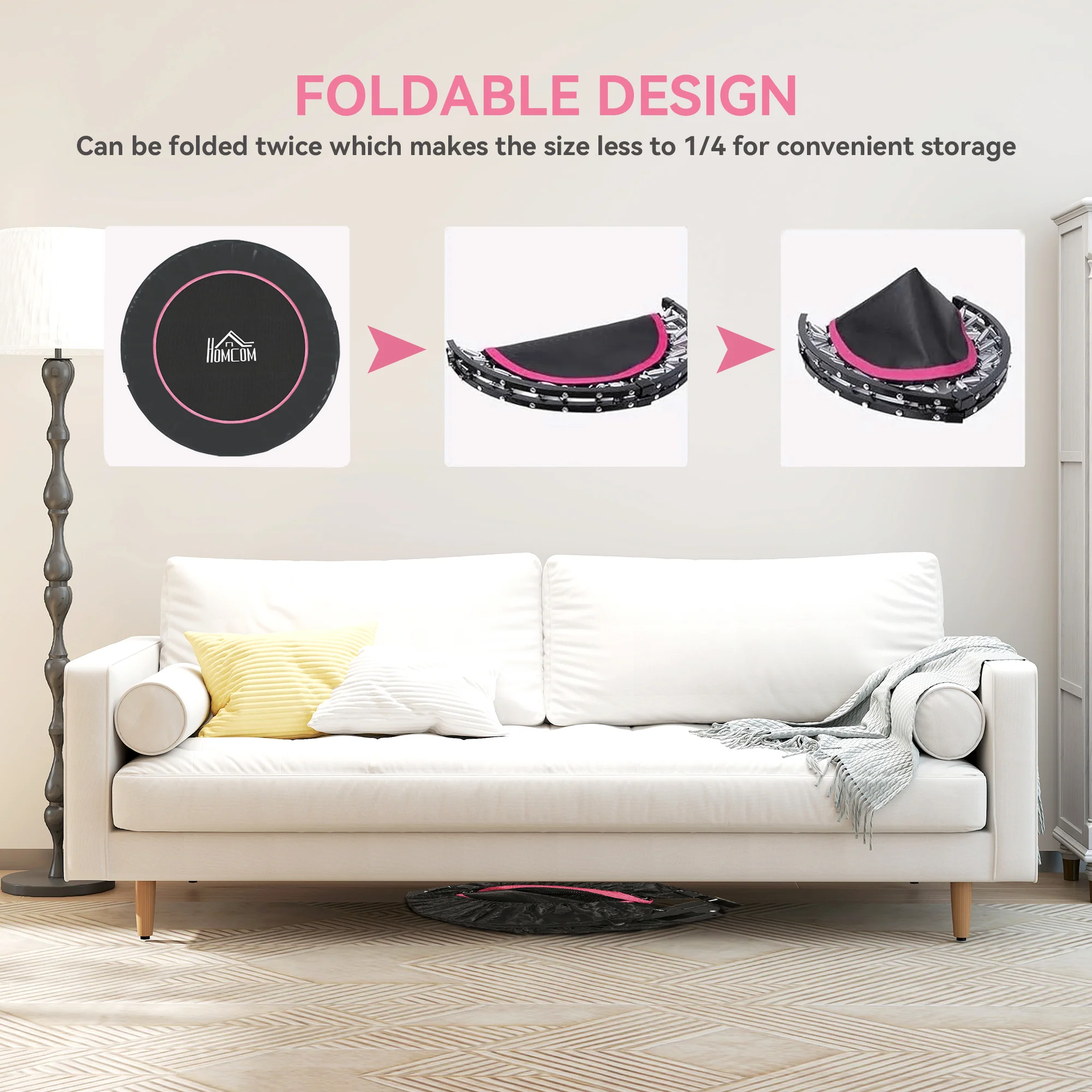 HOMCOM 40 Inch Foldable Mini Fitness Trampoline With Foam Handle - Image 22
