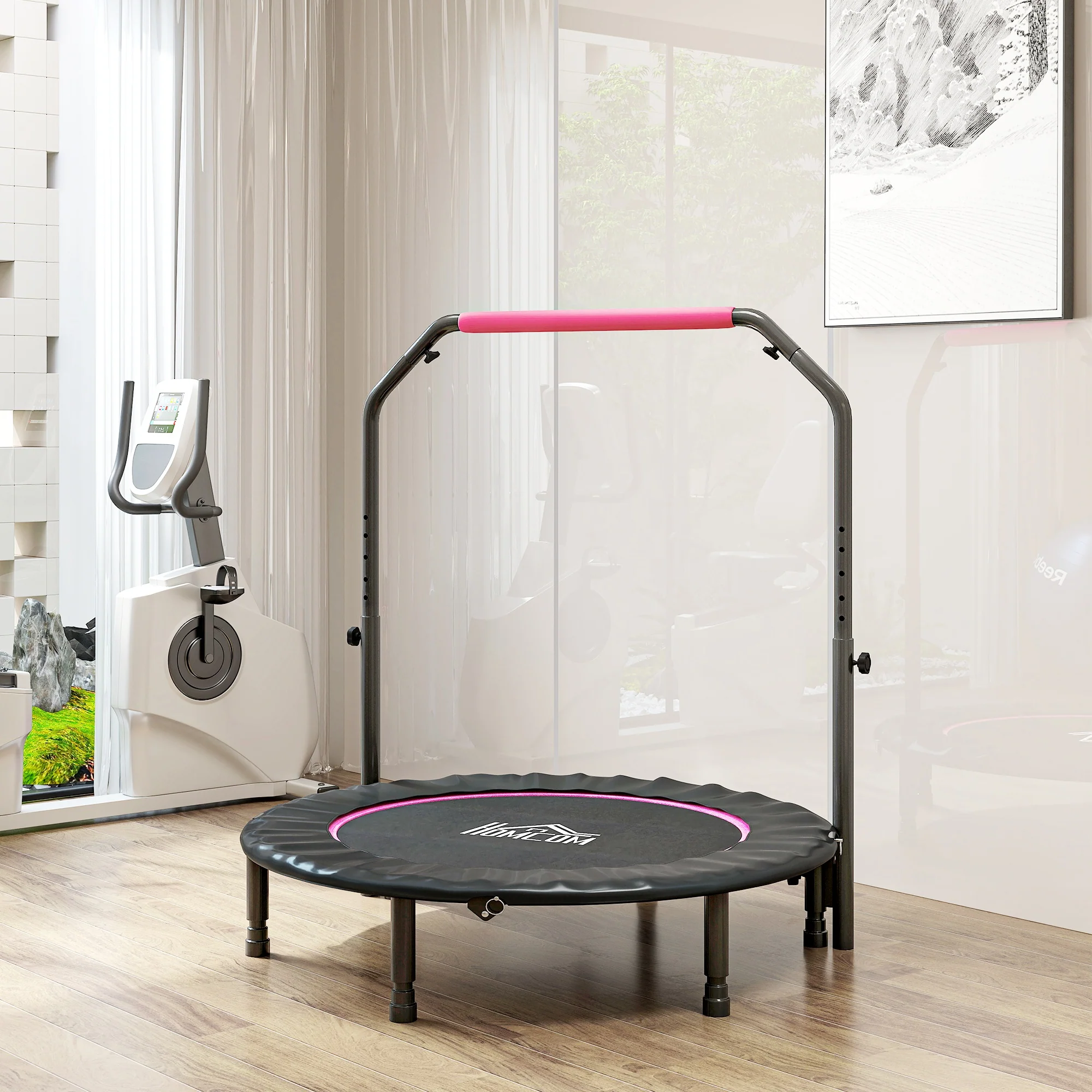 HOMCOM 40 Inch Foldable Mini Fitness Trampoline With Foam Handle - Image 26