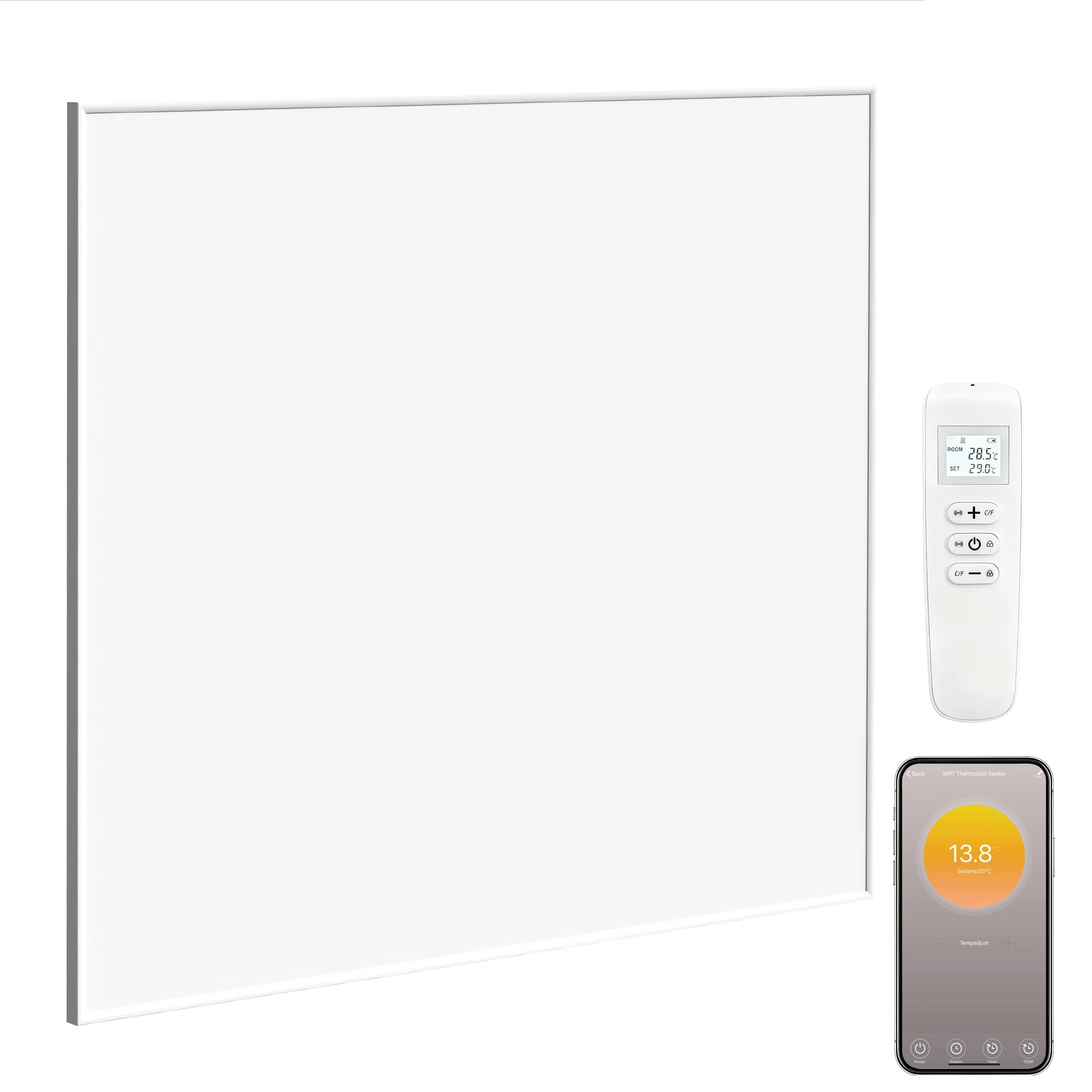 HOMCOM 400W Smart Electric Heater, Wall Far Infrared Panel Radiator, White