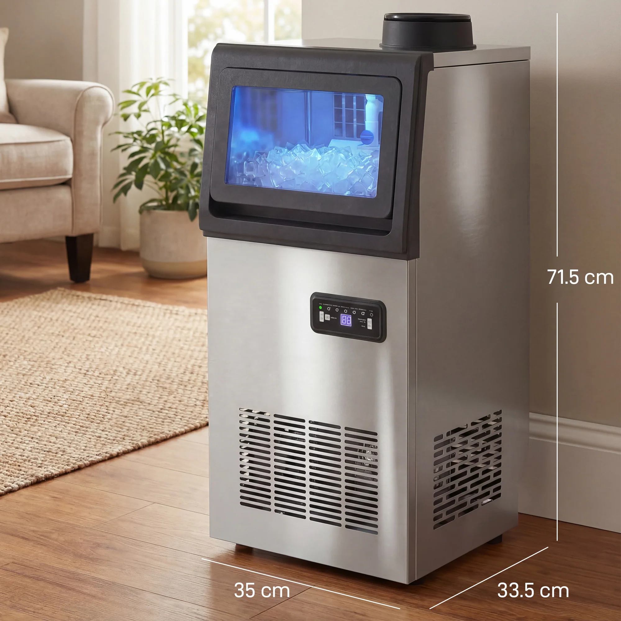 HOMCOM 45kg/24H Commercial Ice Maker Machine with Auto Self-Cleaning - Image 5