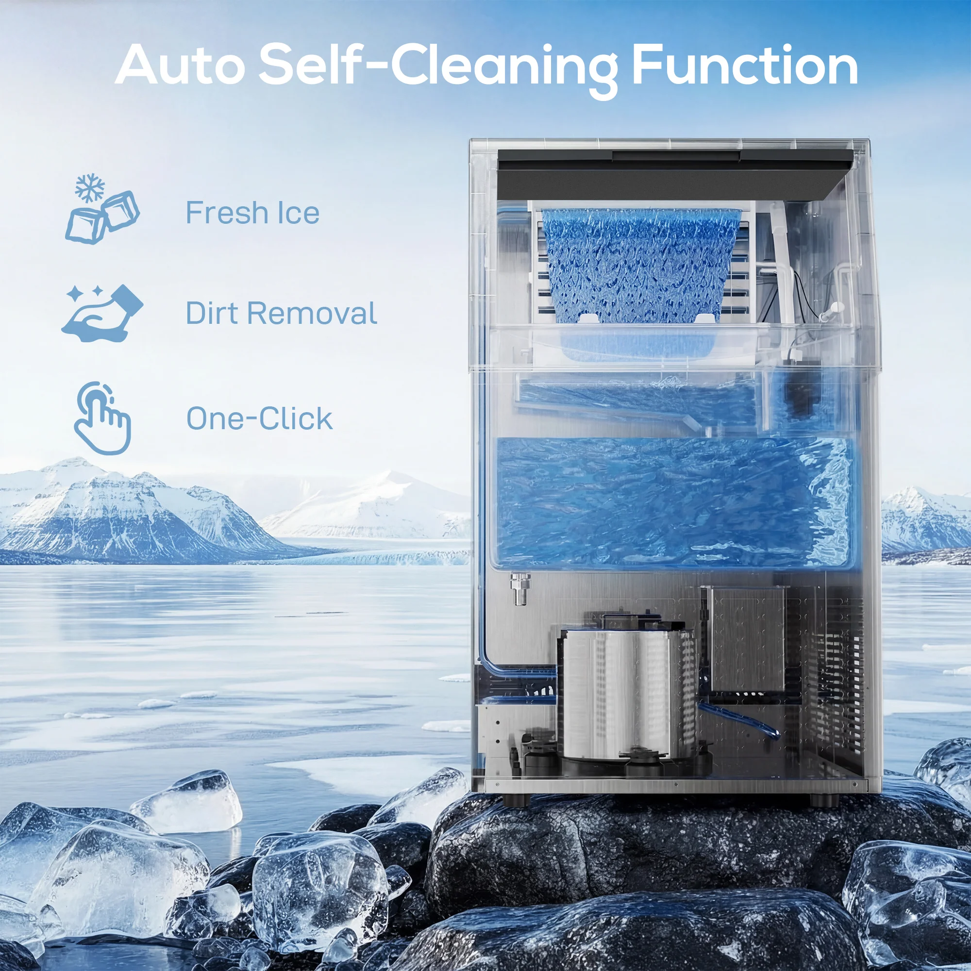 HOMCOM 45kg/24H Commercial Ice Maker Machine with Auto Self-Cleaning - Image 6
