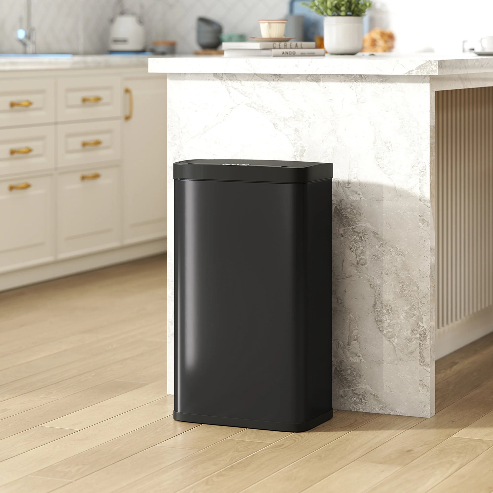 HOMCOM 45L Sensor Bin, Metal Kitchen Bin with Automatic Close, Black - Image 8