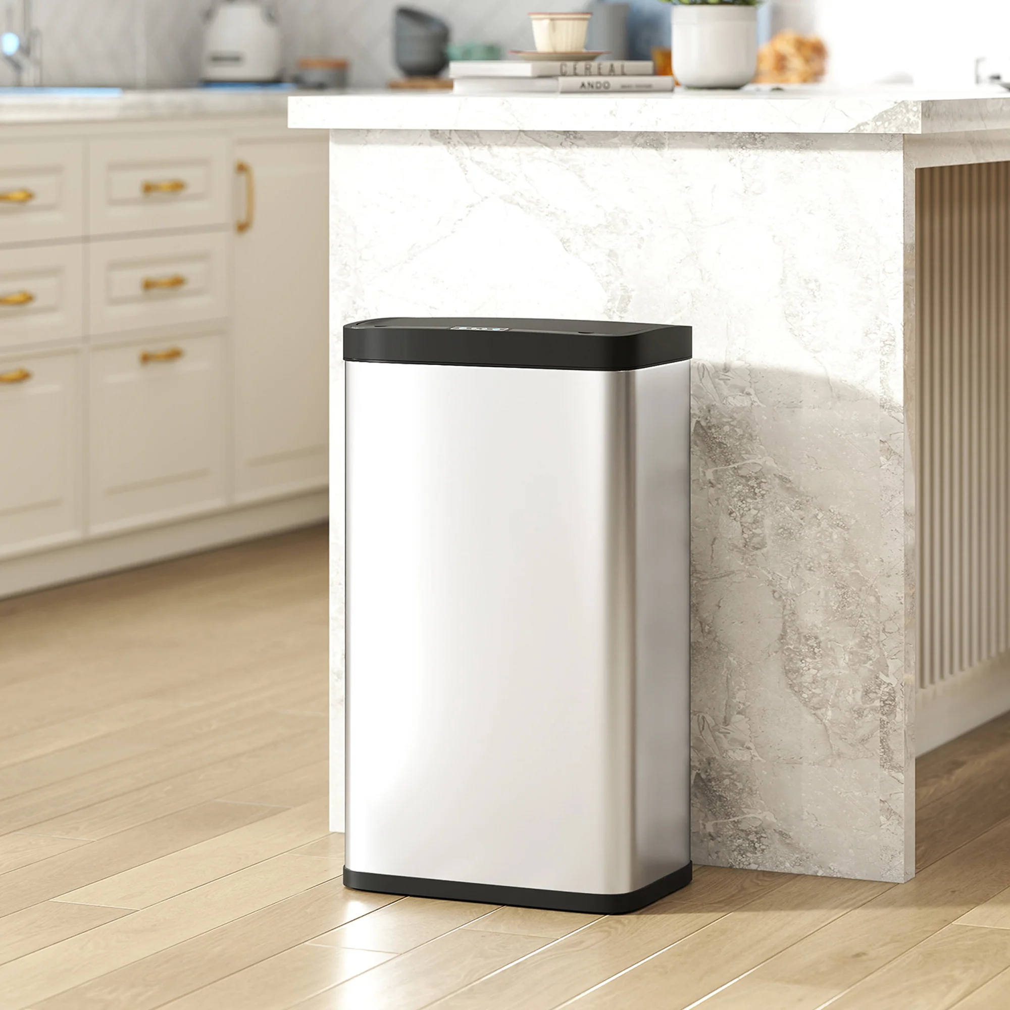 HOMCOM 45L Sensor Bin, Stainless Steel Kitchen Bin with Automatic Close - Image 8