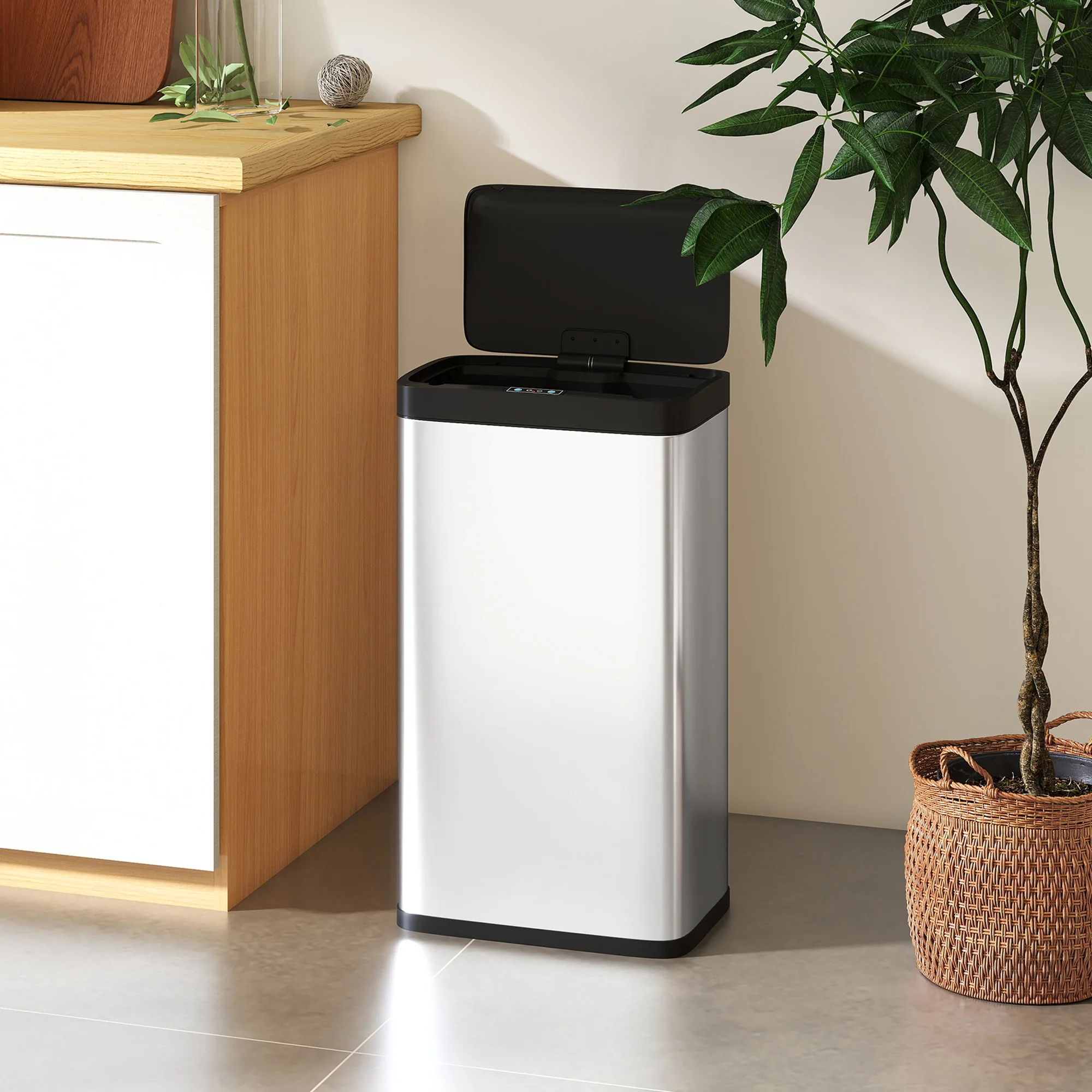 HOMCOM 45L Sensor Bin, Stainless Steel Kitchen Bin with Automatic Close - Image 9