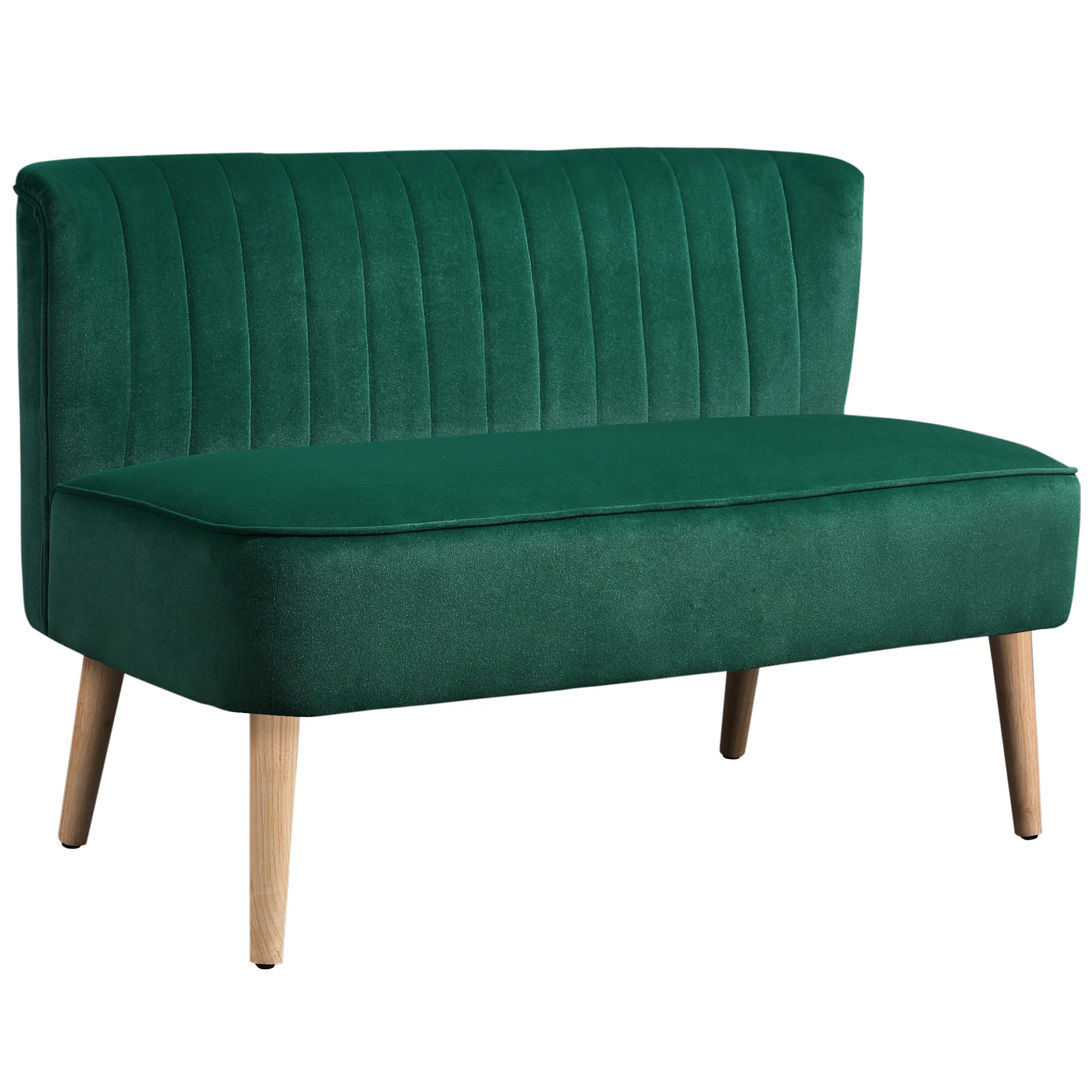 HOMCOM 46" Loveseat Sofa 2 Seater Sofa with Padded Seat, Dark Green