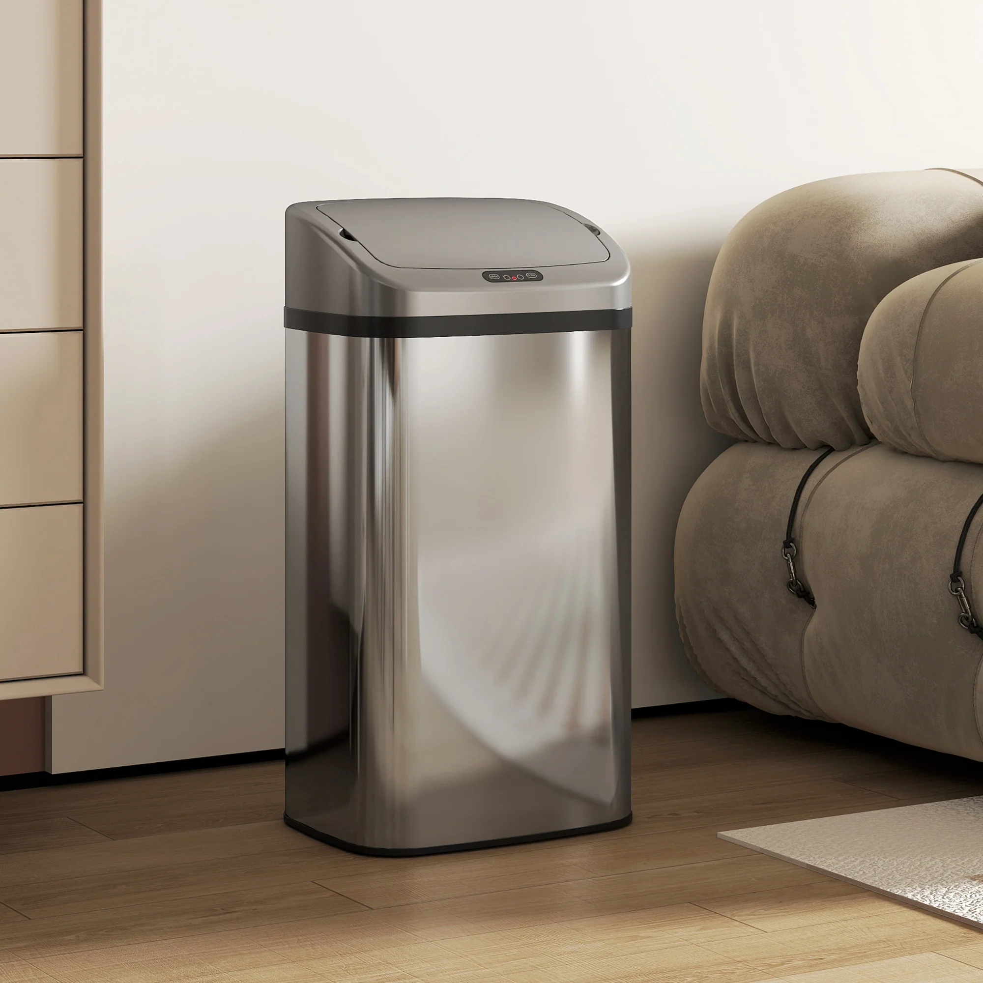 HOMCOM 48L Sensor Bin, Stainless Steel Kitchen Bin With Automatic Close - Image 2