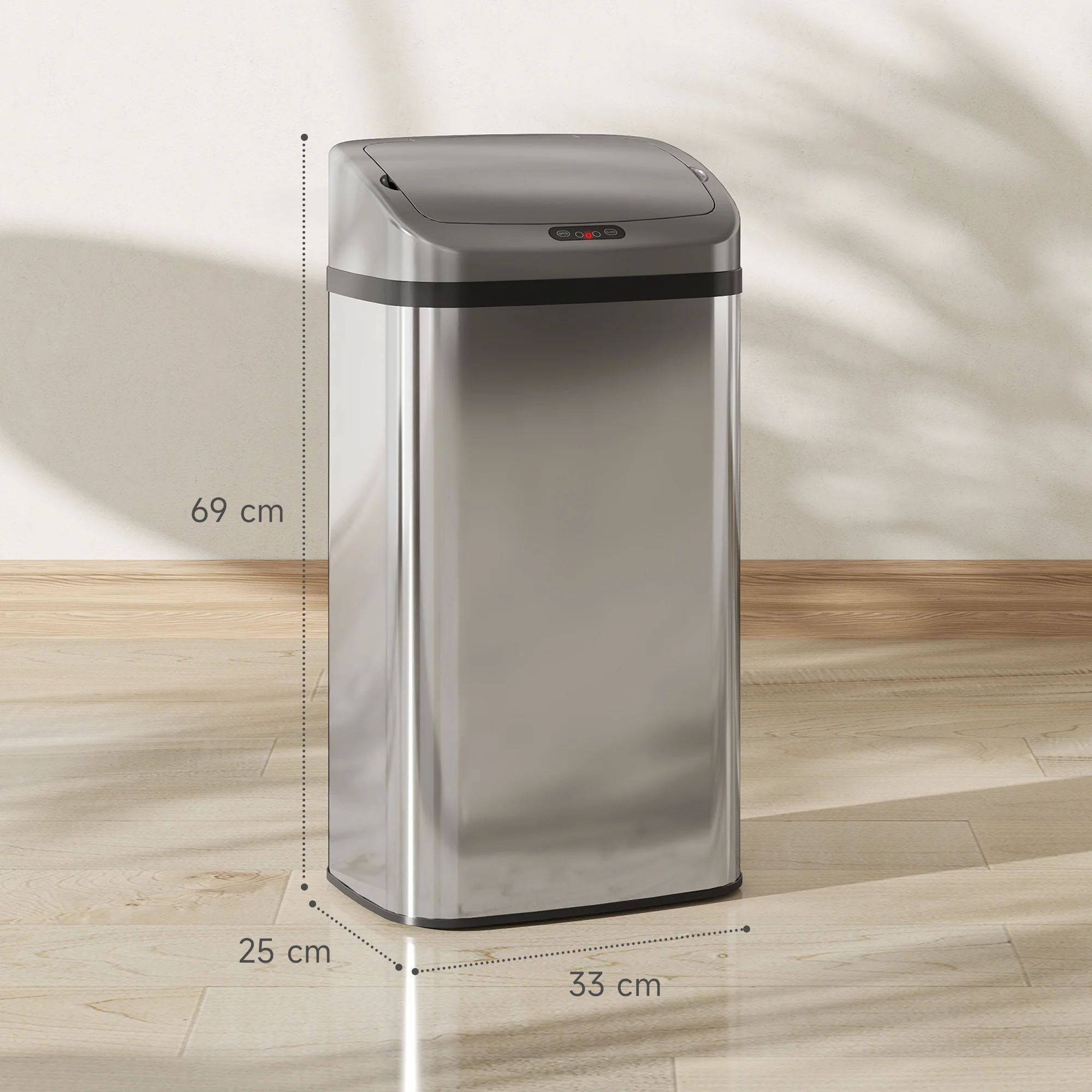 HOMCOM 48L Sensor Bin, Stainless Steel Kitchen Bin With Automatic Close - Image 5