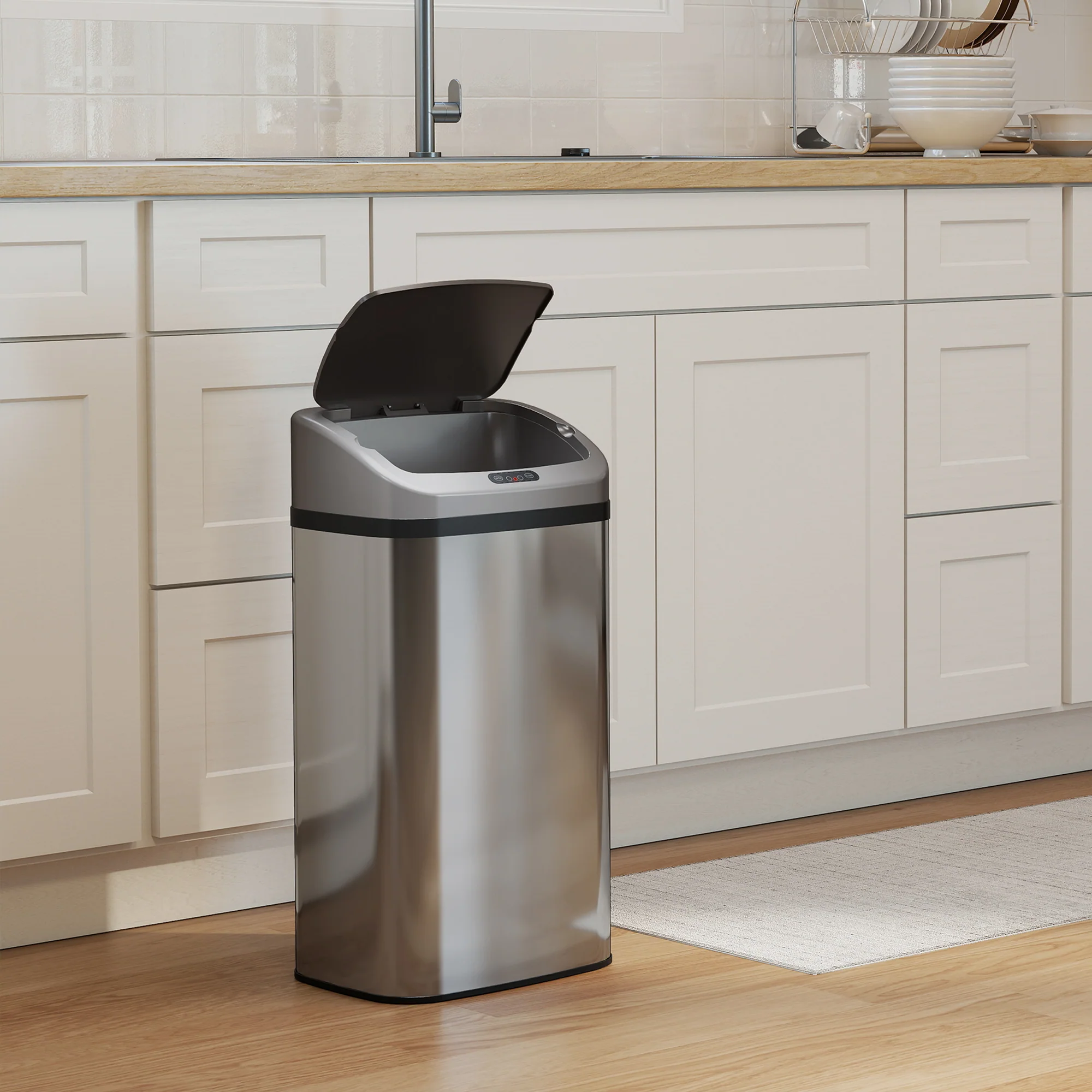 HOMCOM 48L Sensor Bin, Stainless Steel Kitchen Bin With Automatic Close - Image 7