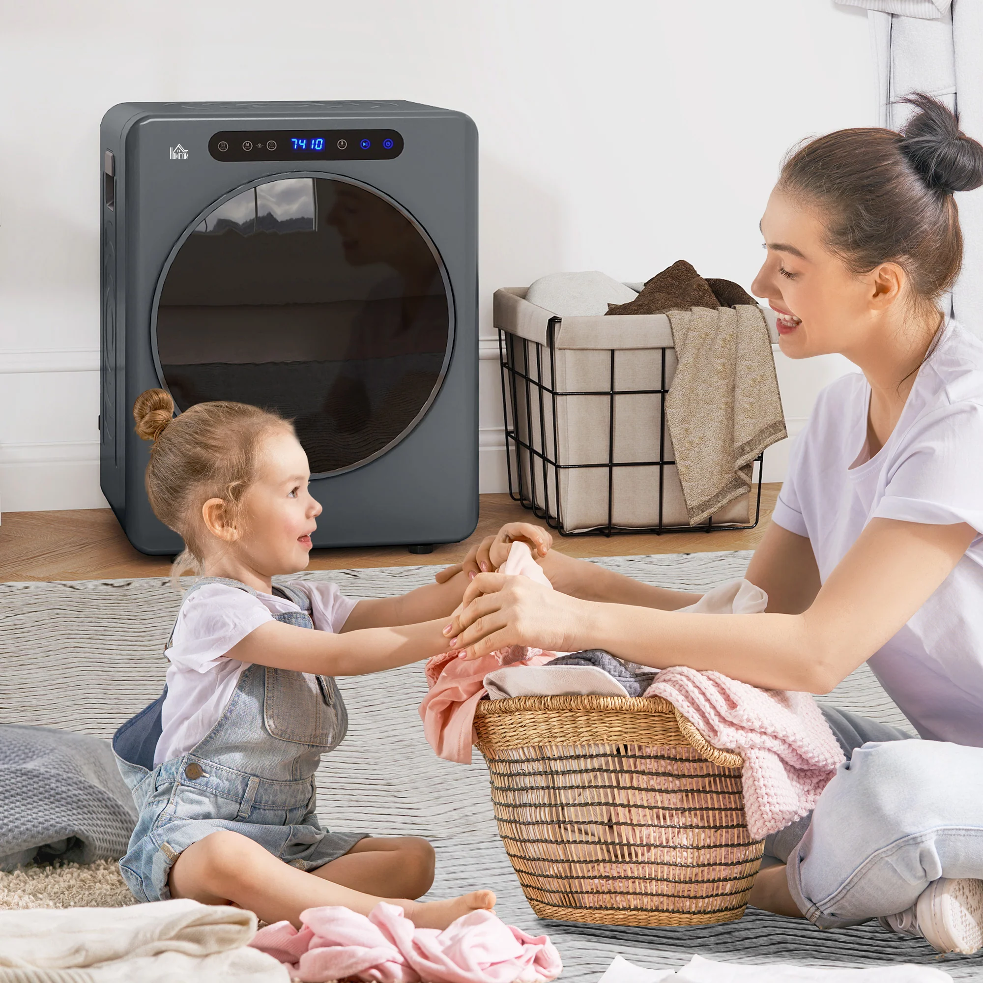 HOMCOM 4kg Portable Vented Tumble Dryer Machine With Timer, 6 Heat Settings - Image 17