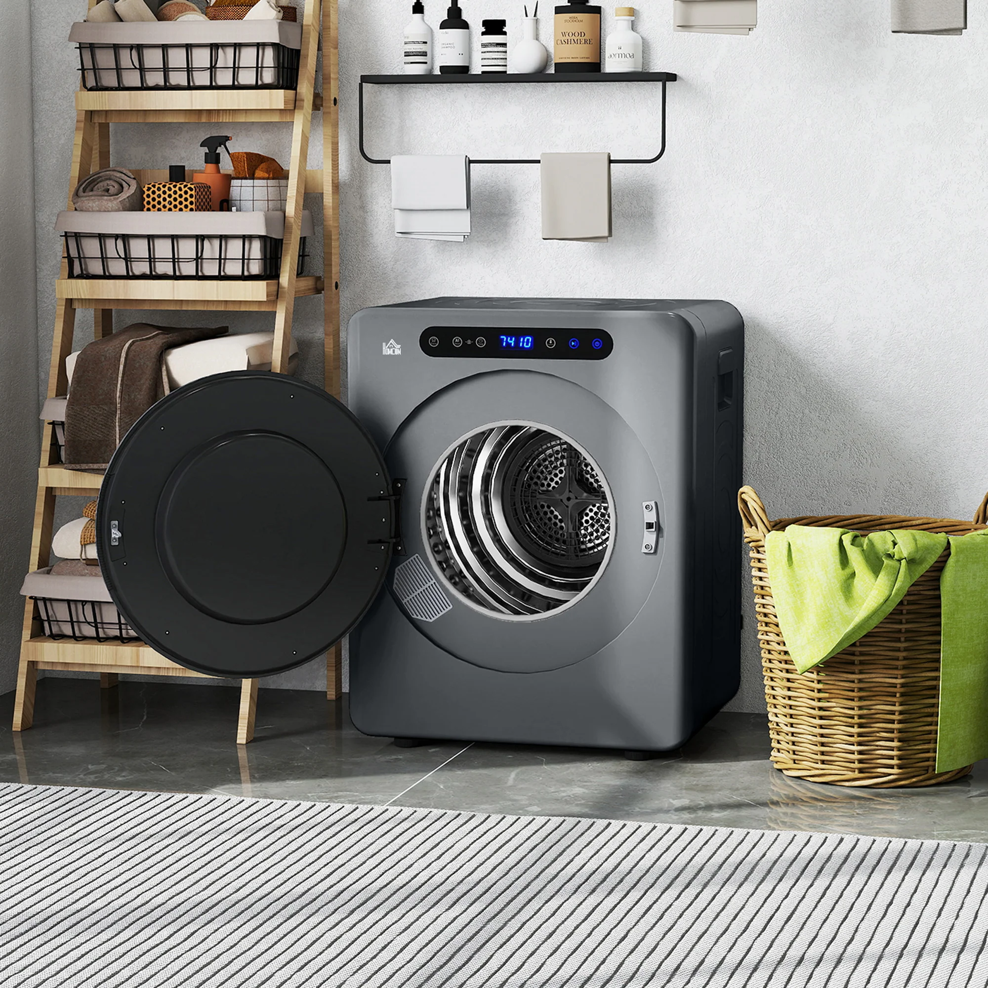 HOMCOM 4kg Portable Vented Tumble Dryer Machine With Timer, 6 Heat Settings - Image 18