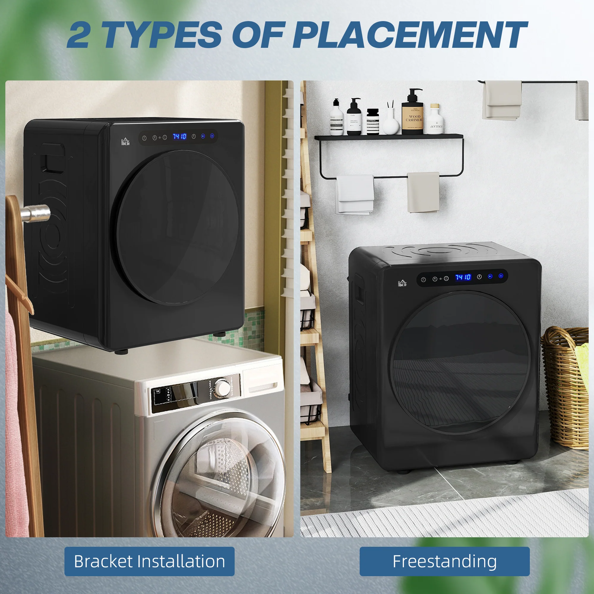 HOMCOM 4kg Portable Vented Tumble Dryer Machine With Timer, 6 Heat Settings - Image 7