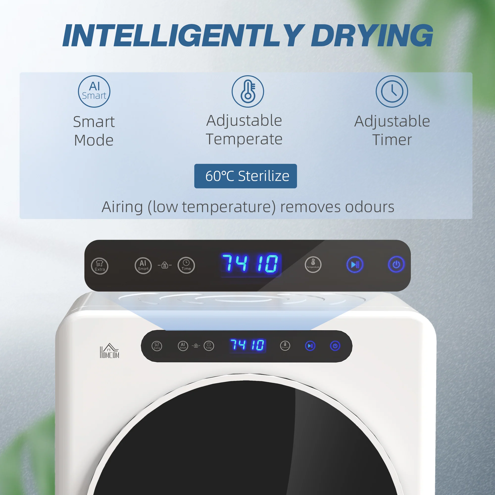 HOMCOM 4kg Portable Vented Tumble Dryer Machine With Timer, 6 Heat Settings - Image 3