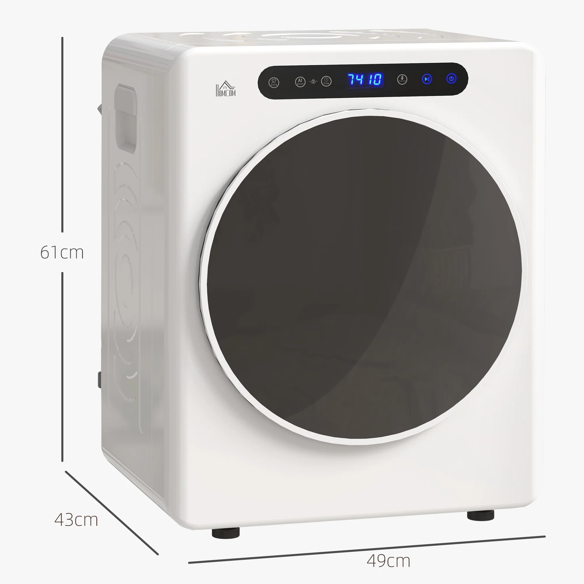 HOMCOM 4kg Portable Vented Tumble Dryer Machine With Timer, 6 Heat Settings - Image 5