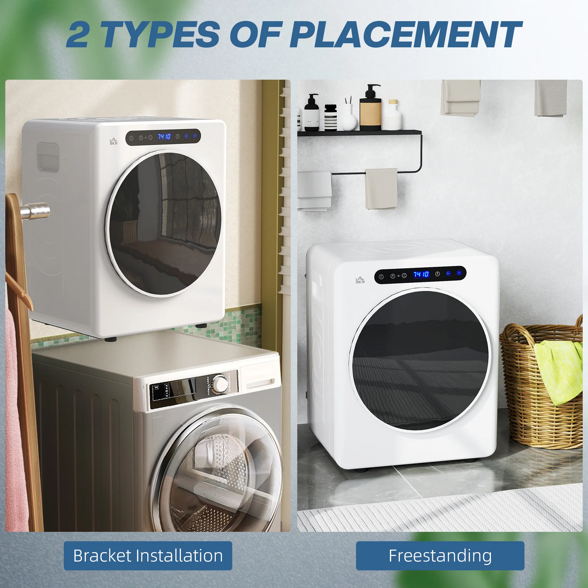 HOMCOM 4kg Portable Vented Tumble Dryer Machine With Timer, 6 Heat Settings - Image 7
