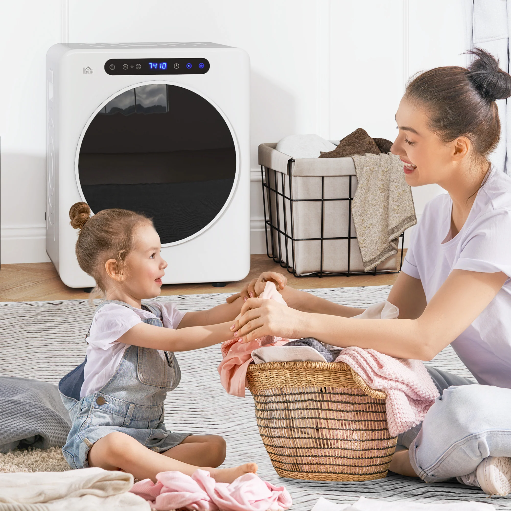 HOMCOM 4kg Portable Vented Tumble Dryer Machine With Timer, 6 Heat Settings - Image 8