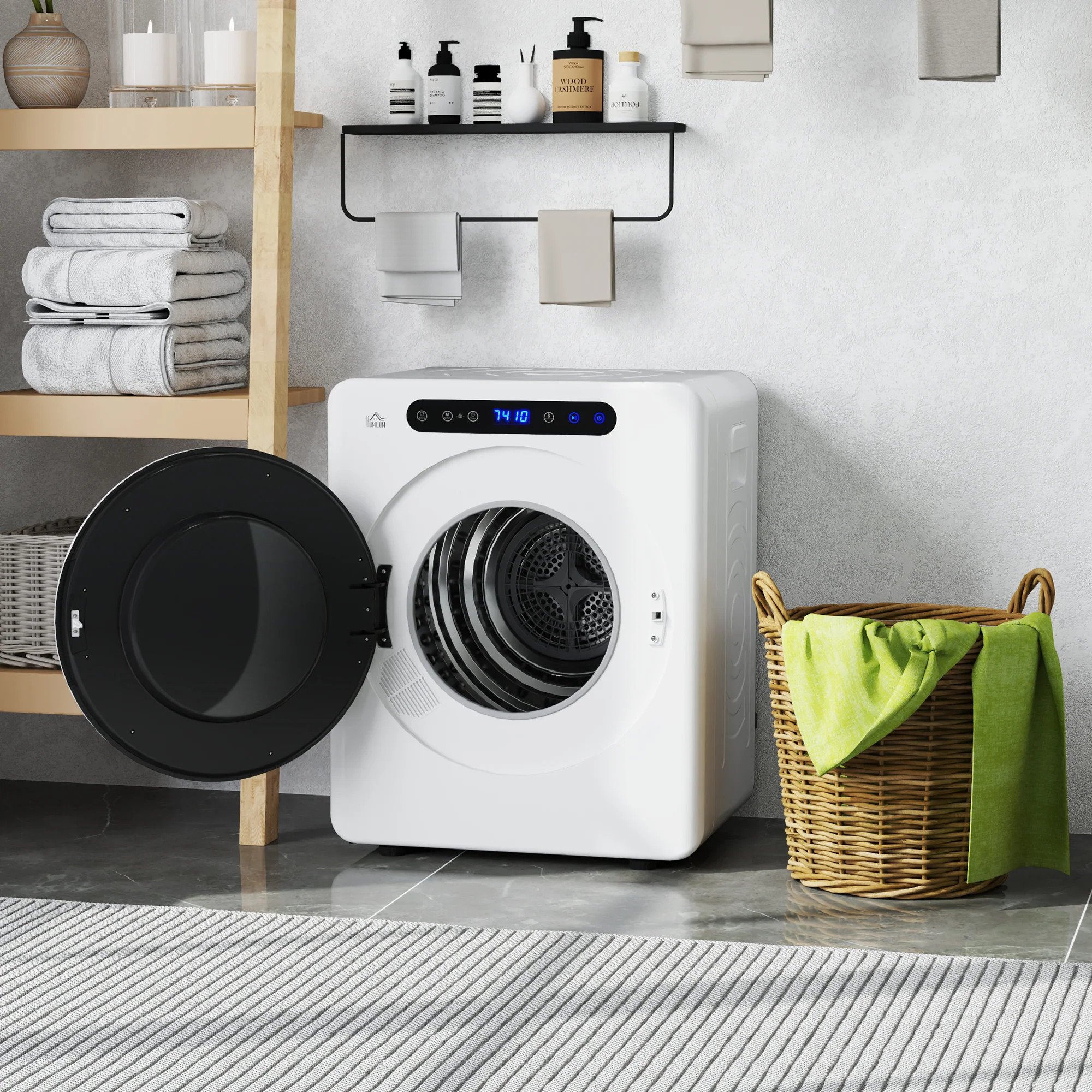 HOMCOM 4kg Portable Vented Tumble Dryer Machine With Timer, 6 Heat Settings - Image 9