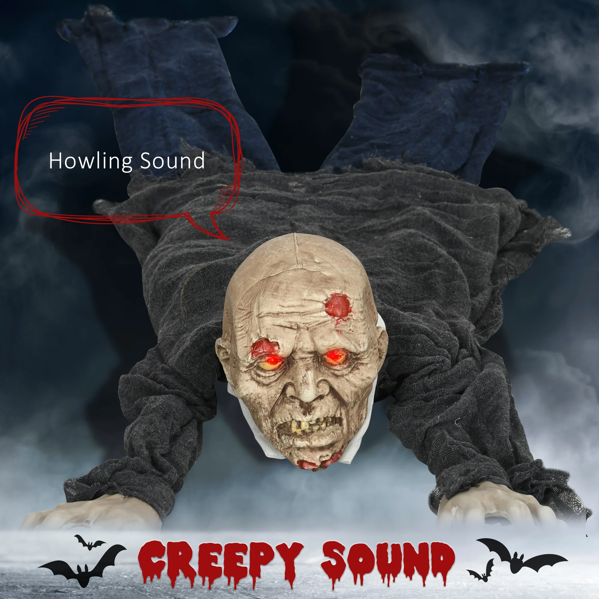 HOMCOM 5.2ft Halloween Outdoor Decoration Crawling Zombie, Sound Activated - Image 4