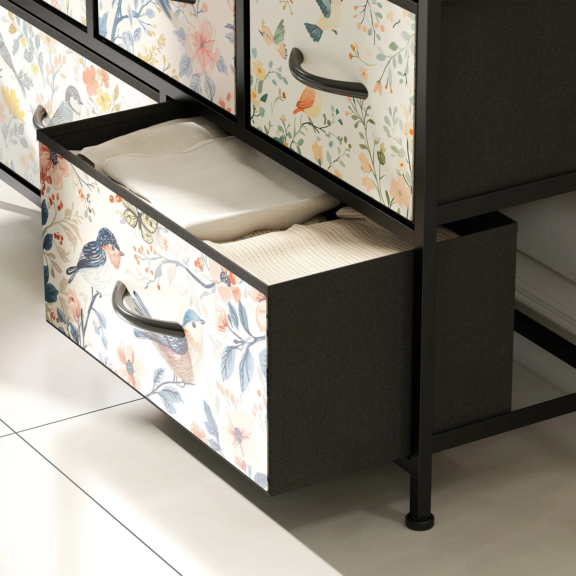 HOMCOM 5-Drawer Chest Of Drawers, Fabric Dresser With Open Shelf - Image 18