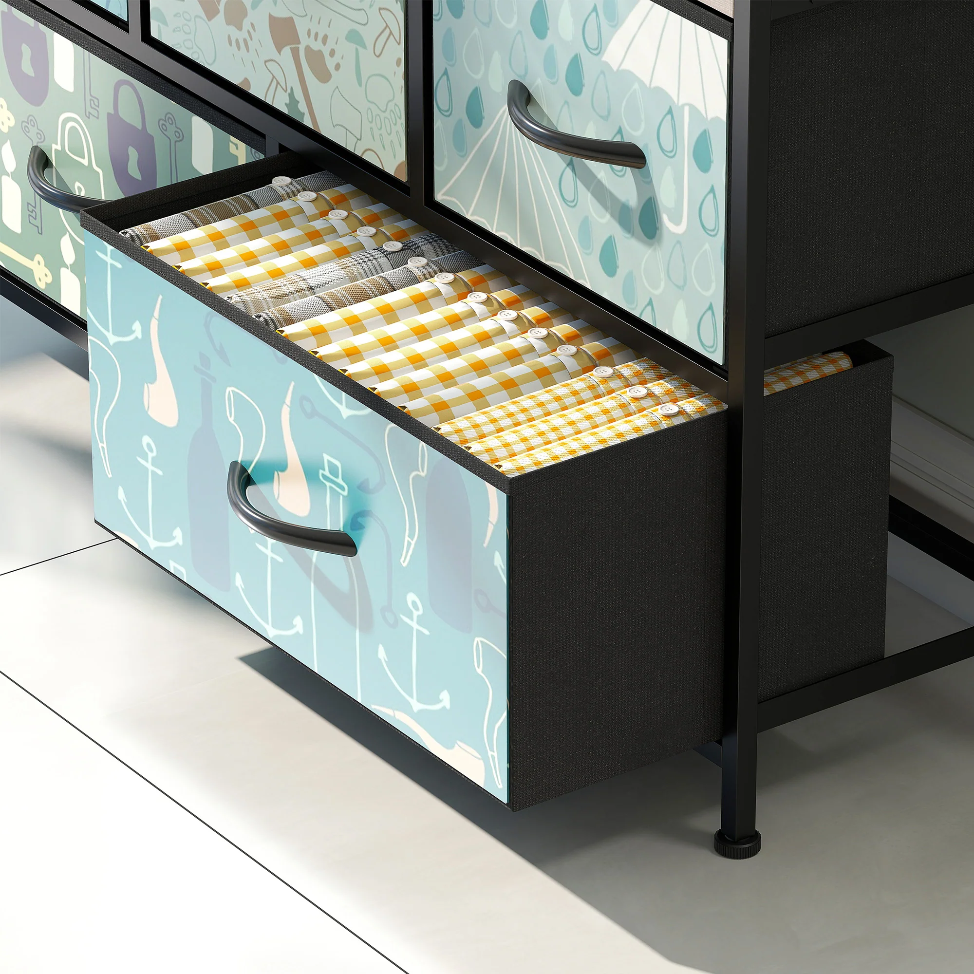 HOMCOM 5-Drawer Chest Of Drawers, Fabric Dresser With Open Shelf - Image 9